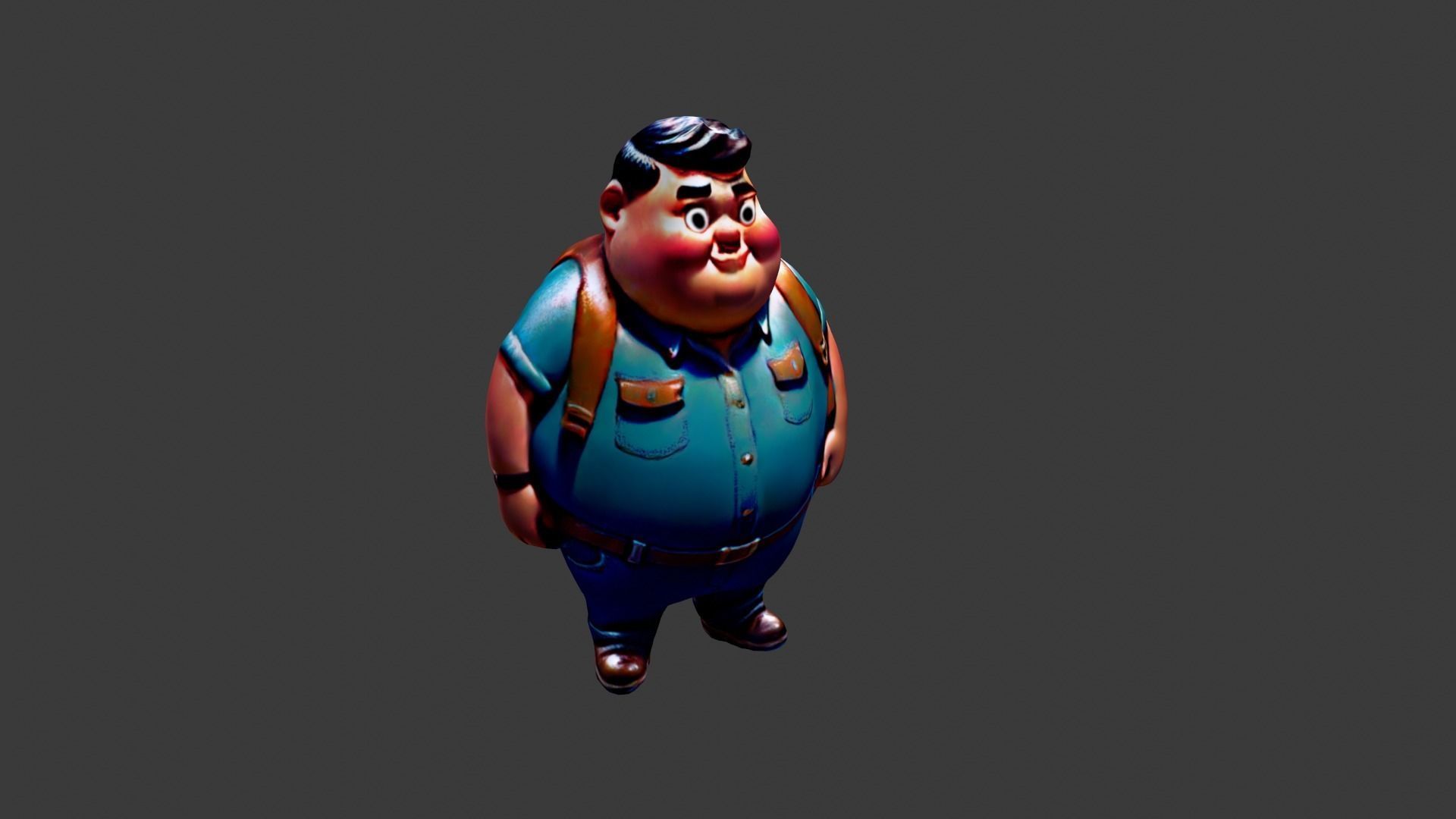 Fat Man  Low-poly 3D model_5