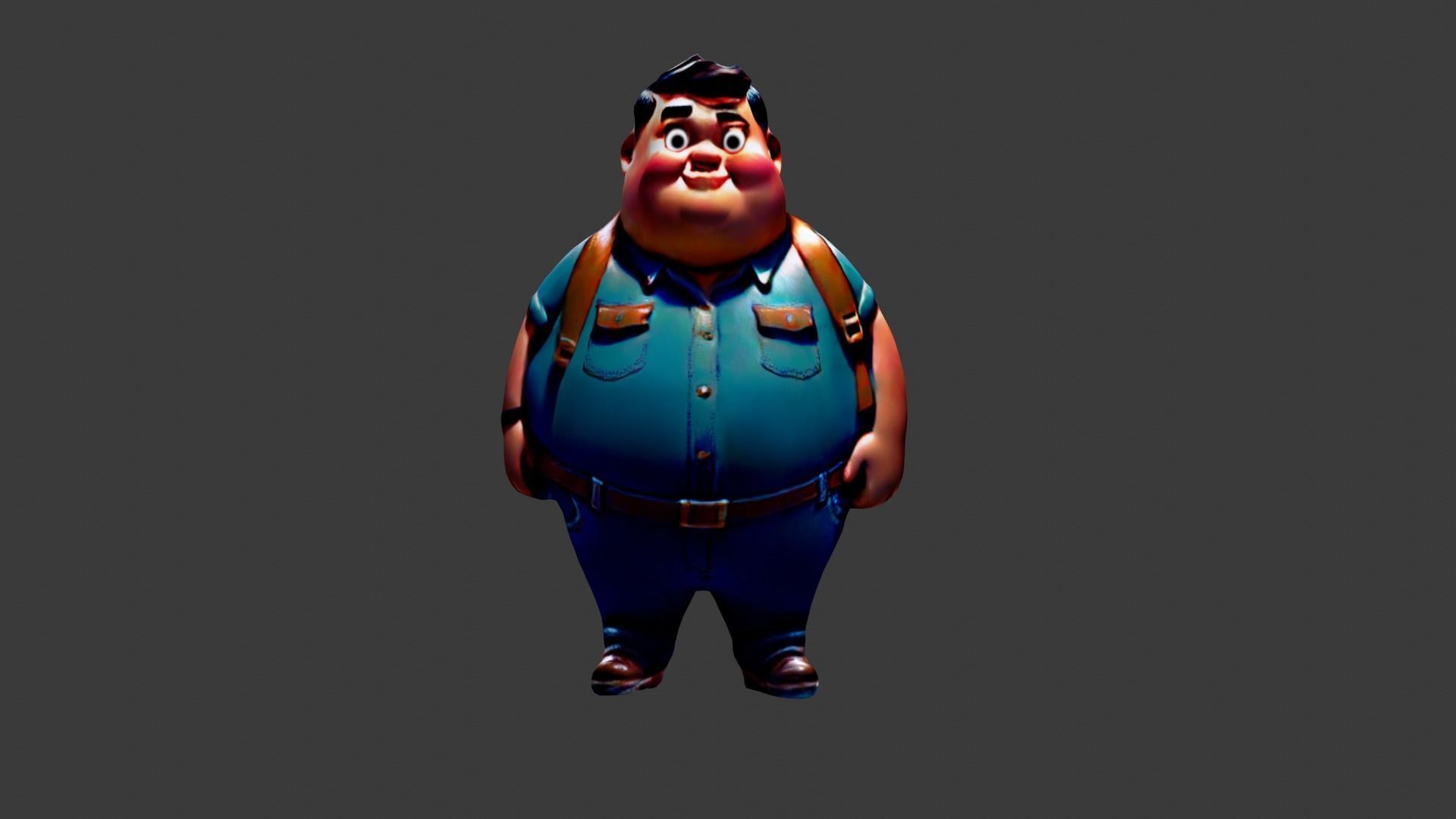 Fat Man  Low-poly 3D model_1