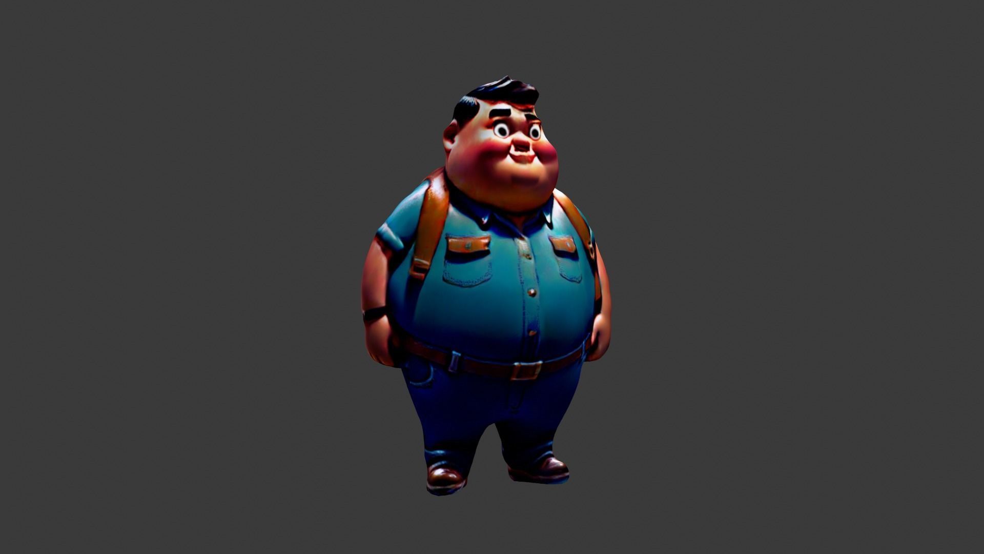 Fat Man  Low-poly 3D model_4