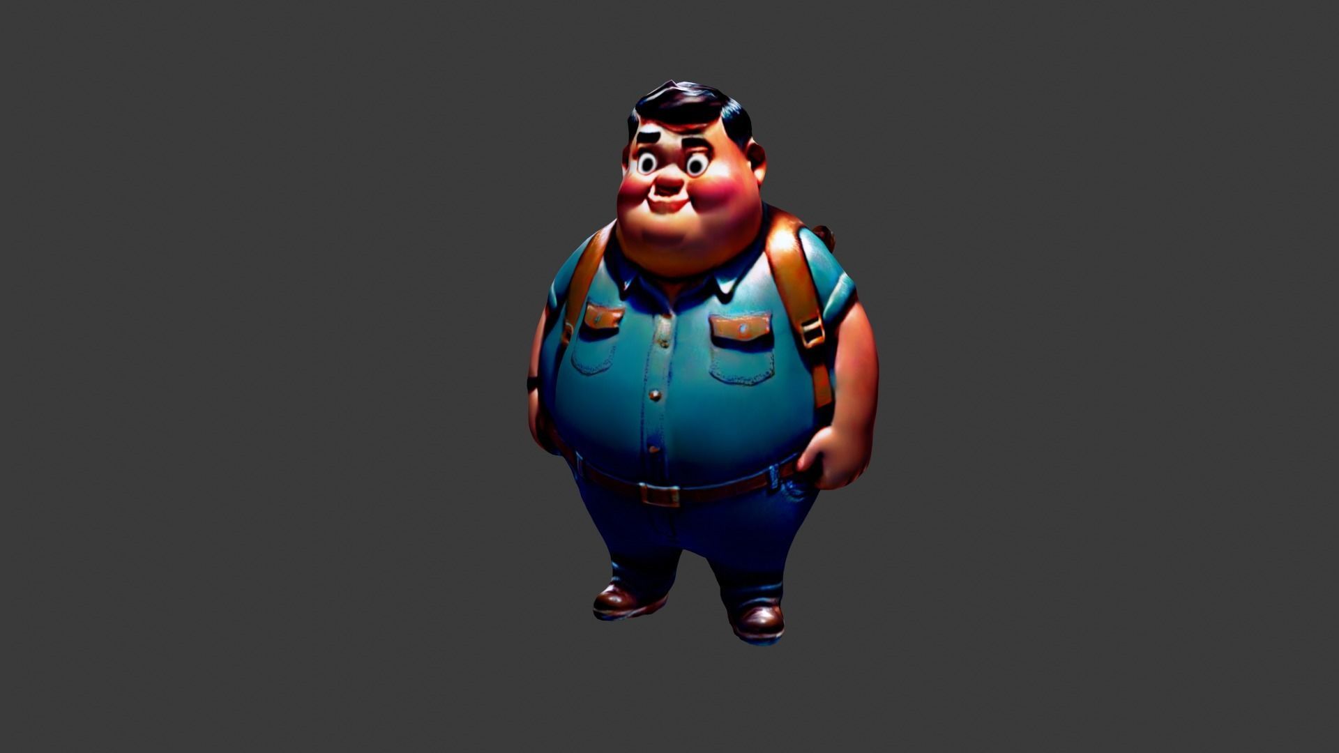 Fat Man  Low-poly 3D model_2