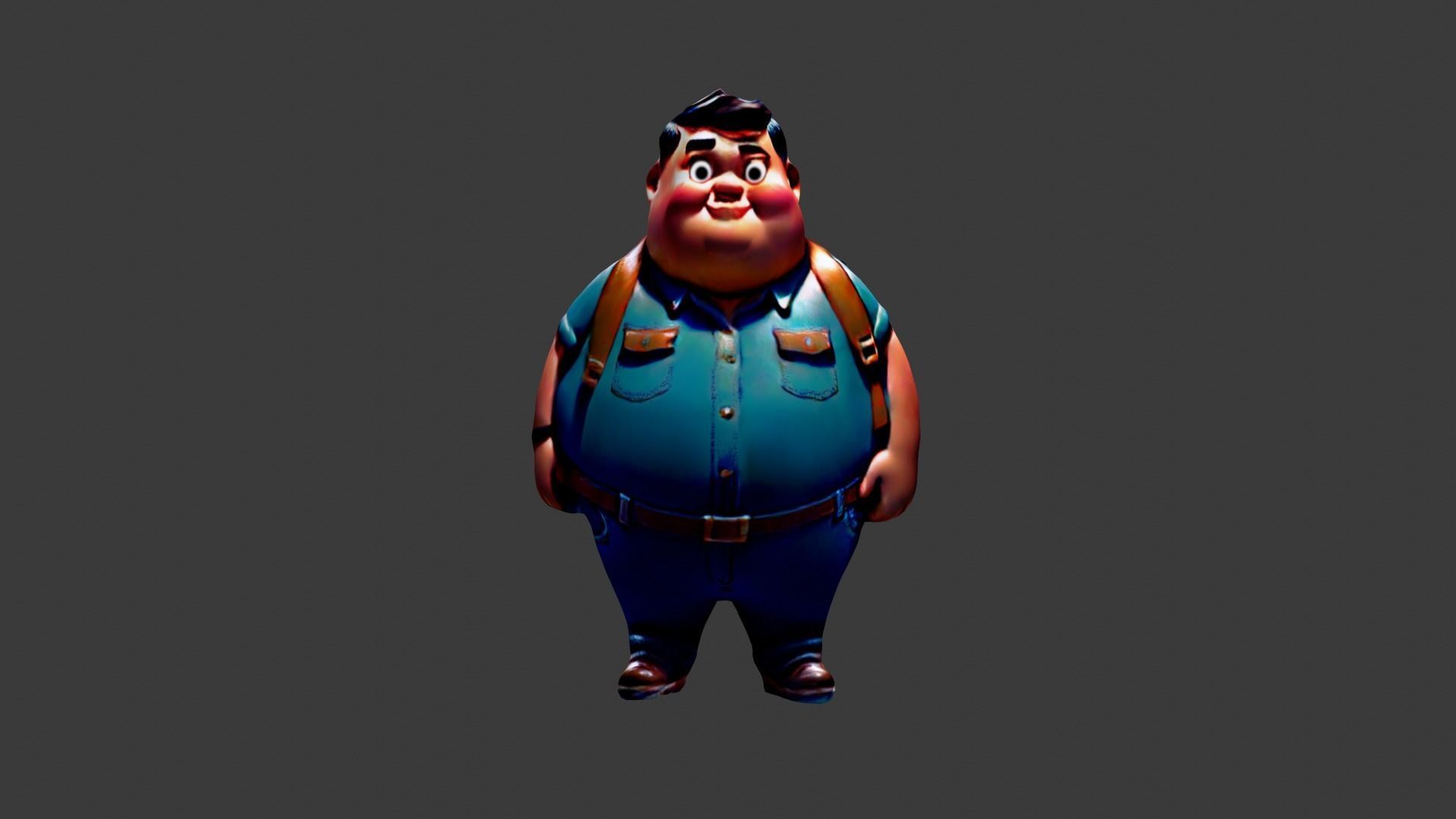 Fat Man  Low-poly 3D model_3