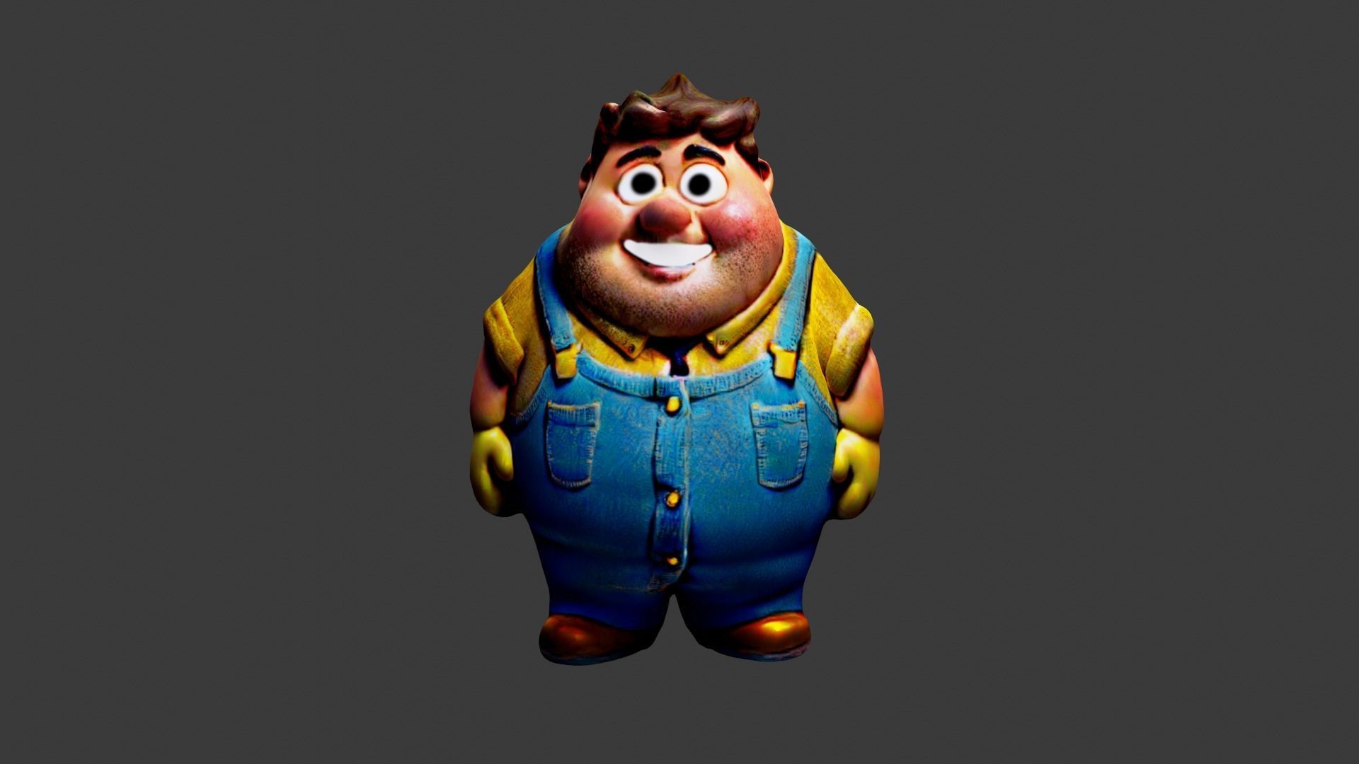 Cartoon Fat Boy Low-poly 3D model_3
