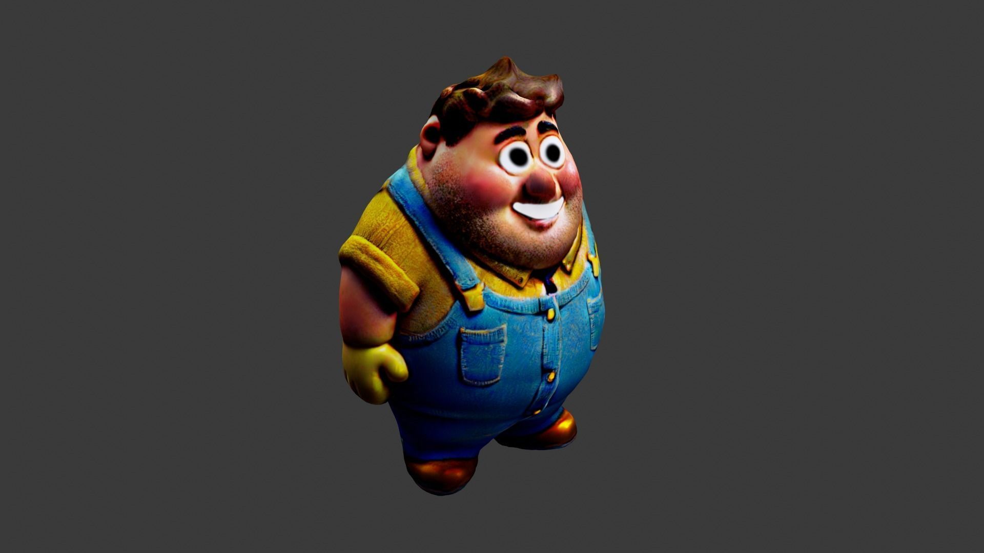 Cartoon Fat Boy Low-poly 3D model_2