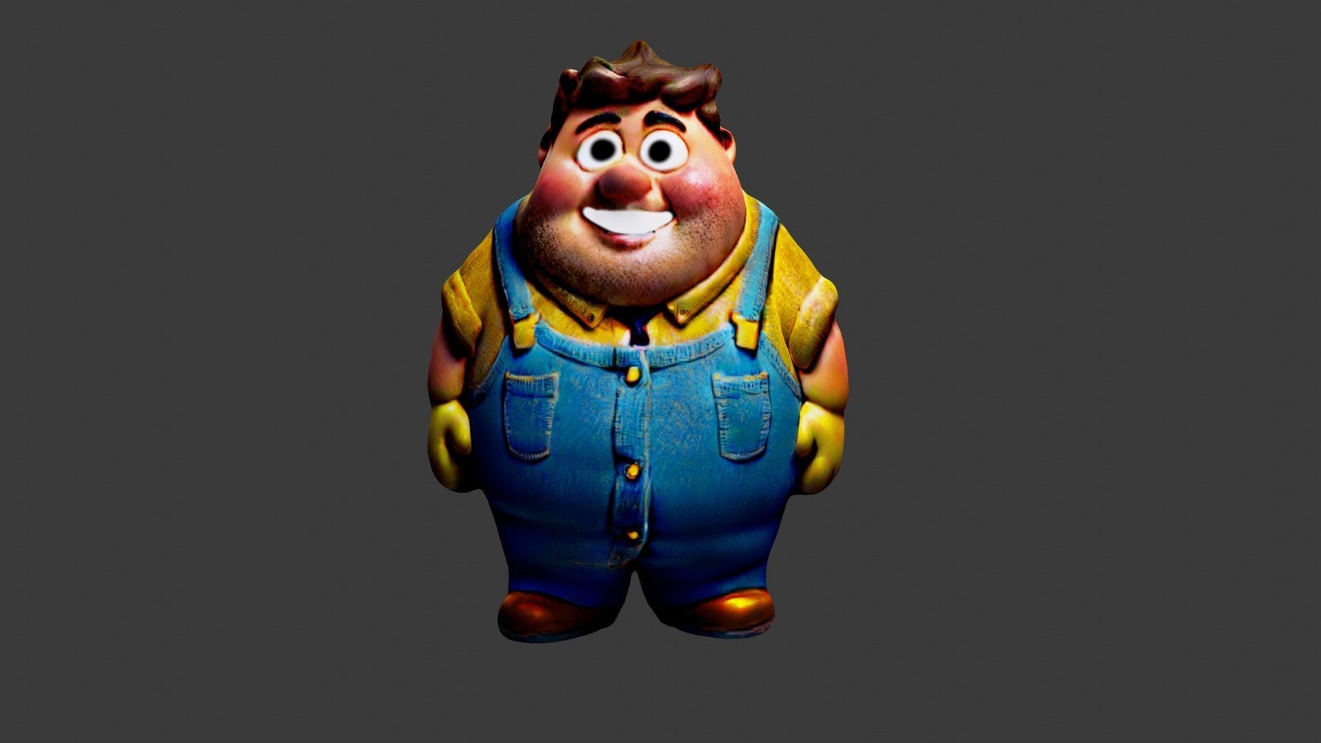 Cartoon Fat Boy Low-poly 3D model_1