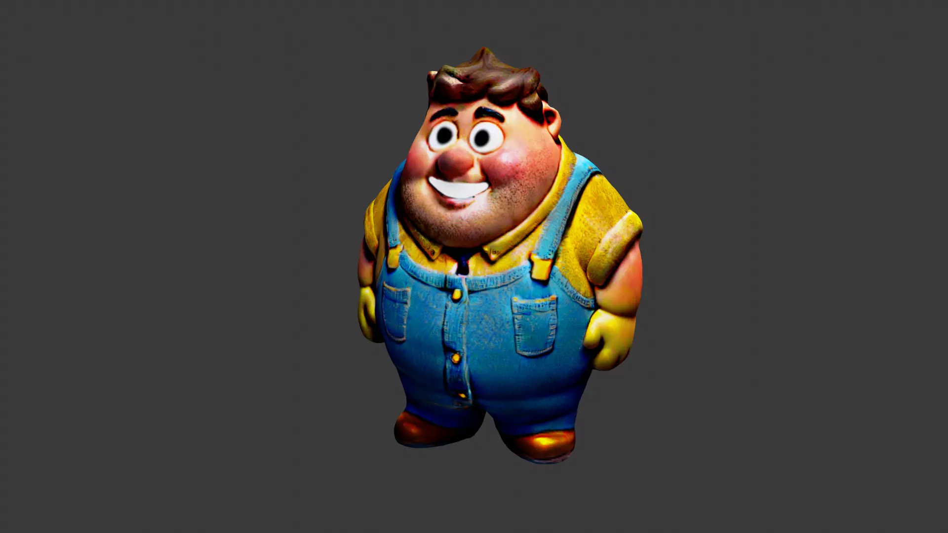Cartoon Fat Boy Low-poly 3D model_0