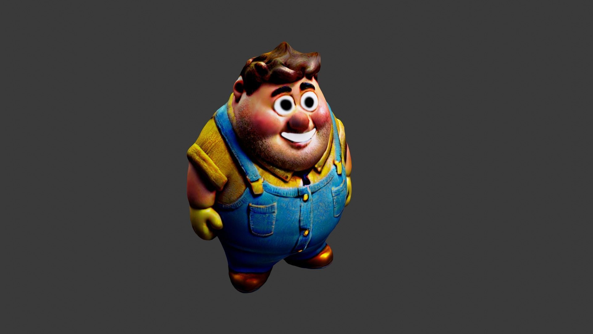 Cartoon Fat Boy Low-poly 3D model_5
