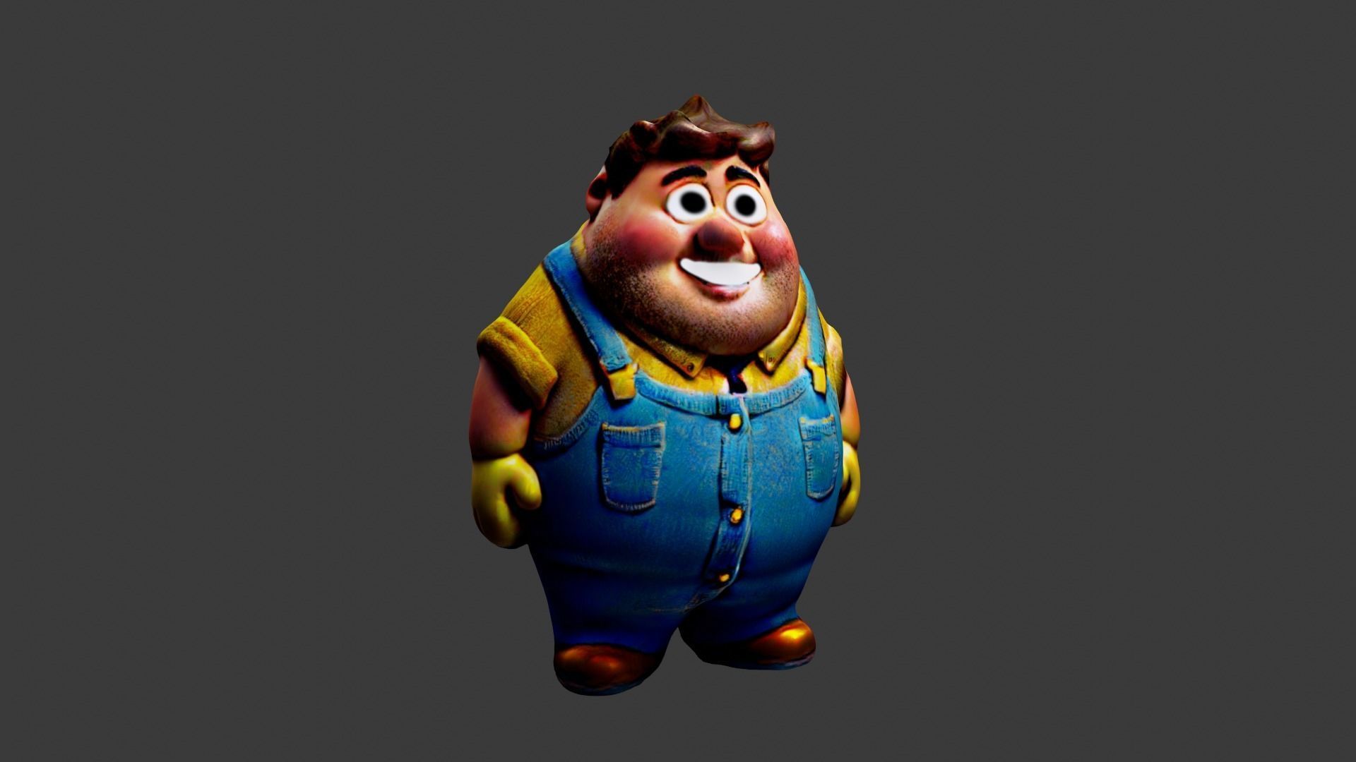 Cartoon Fat Boy Low-poly 3D model_4