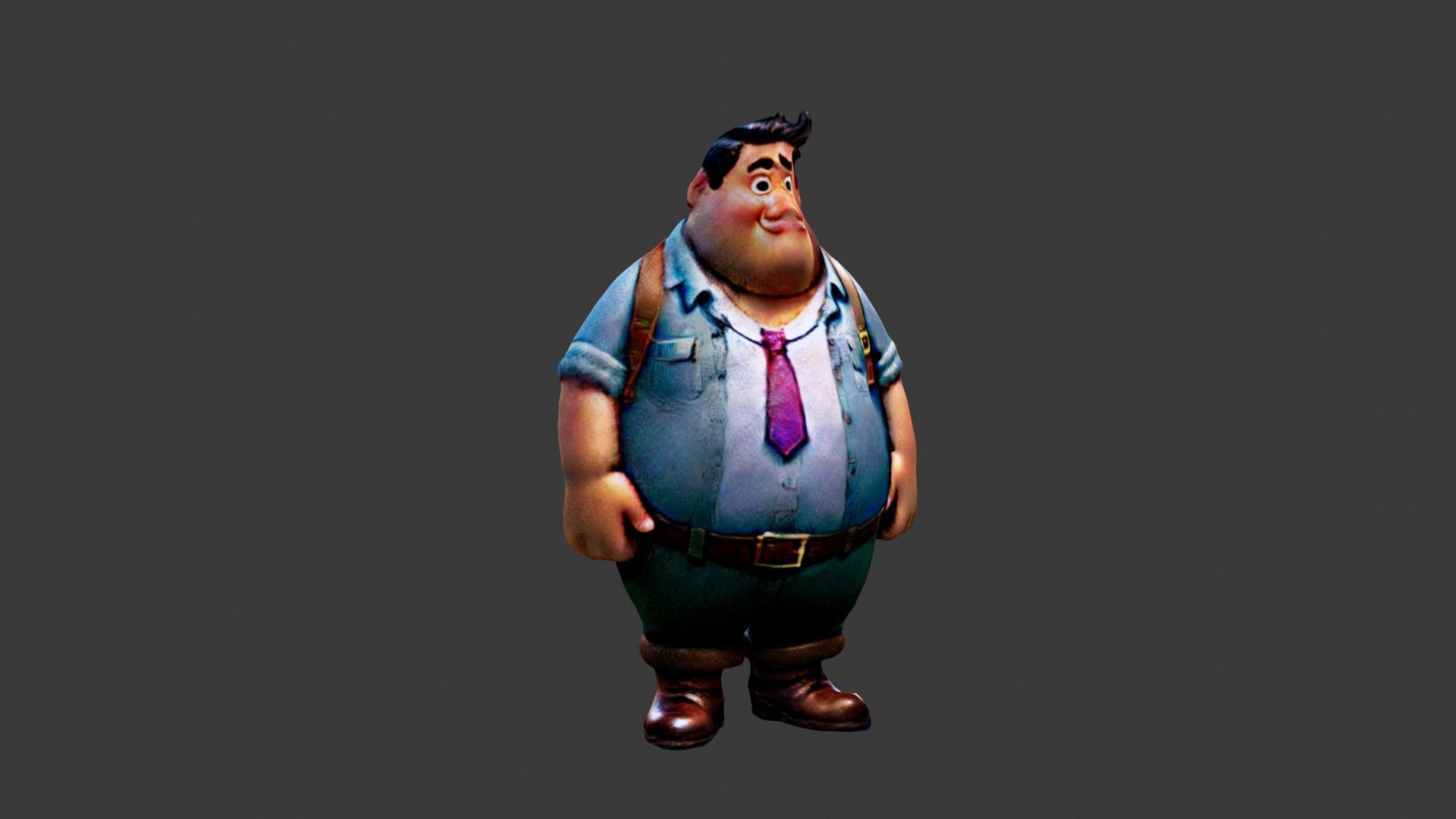 Cartoon Fat Boy Low-poly 3D model_4
