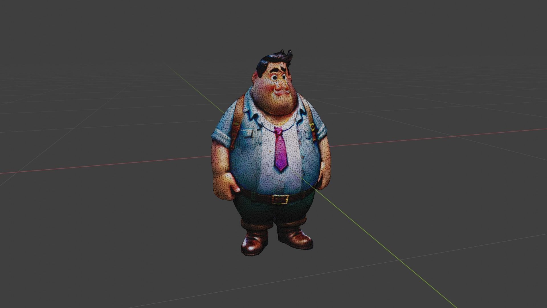 Cartoon Fat Boy Low-poly 3D model_6