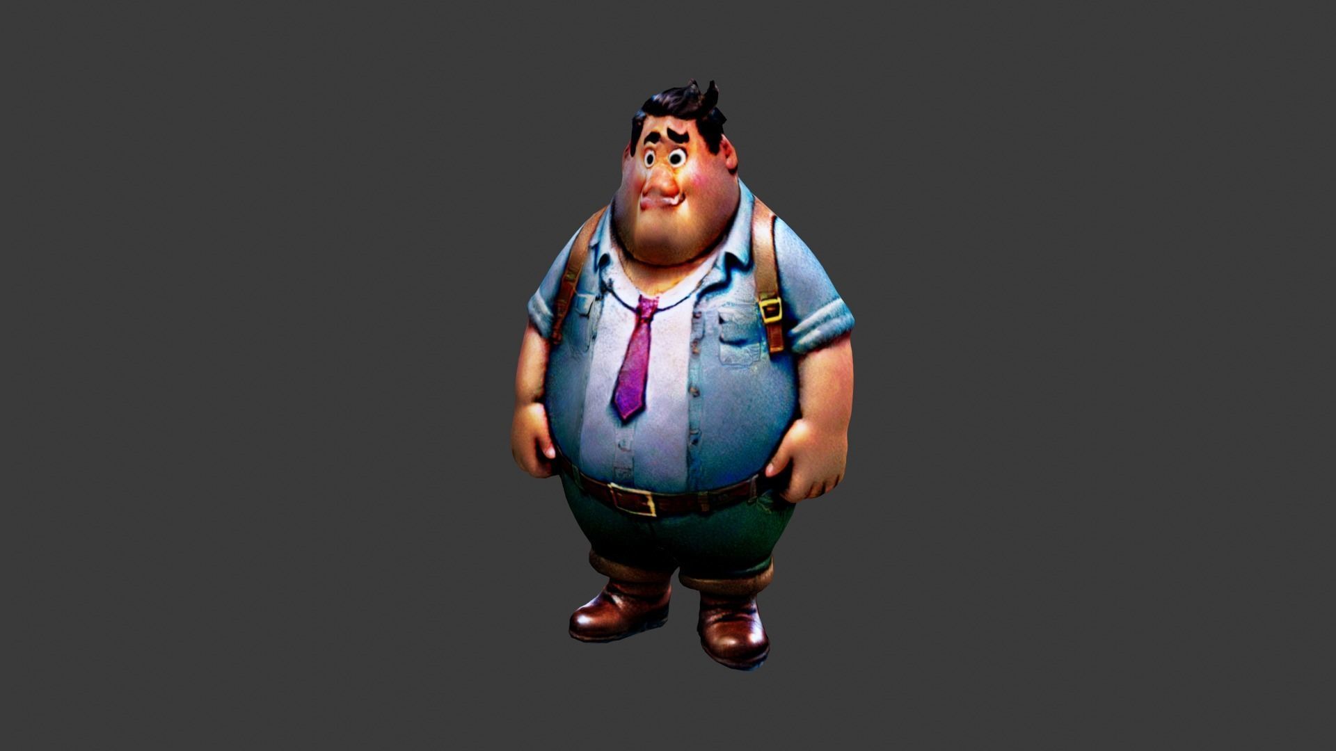 Cartoon Fat Boy Low-poly 3D model_2