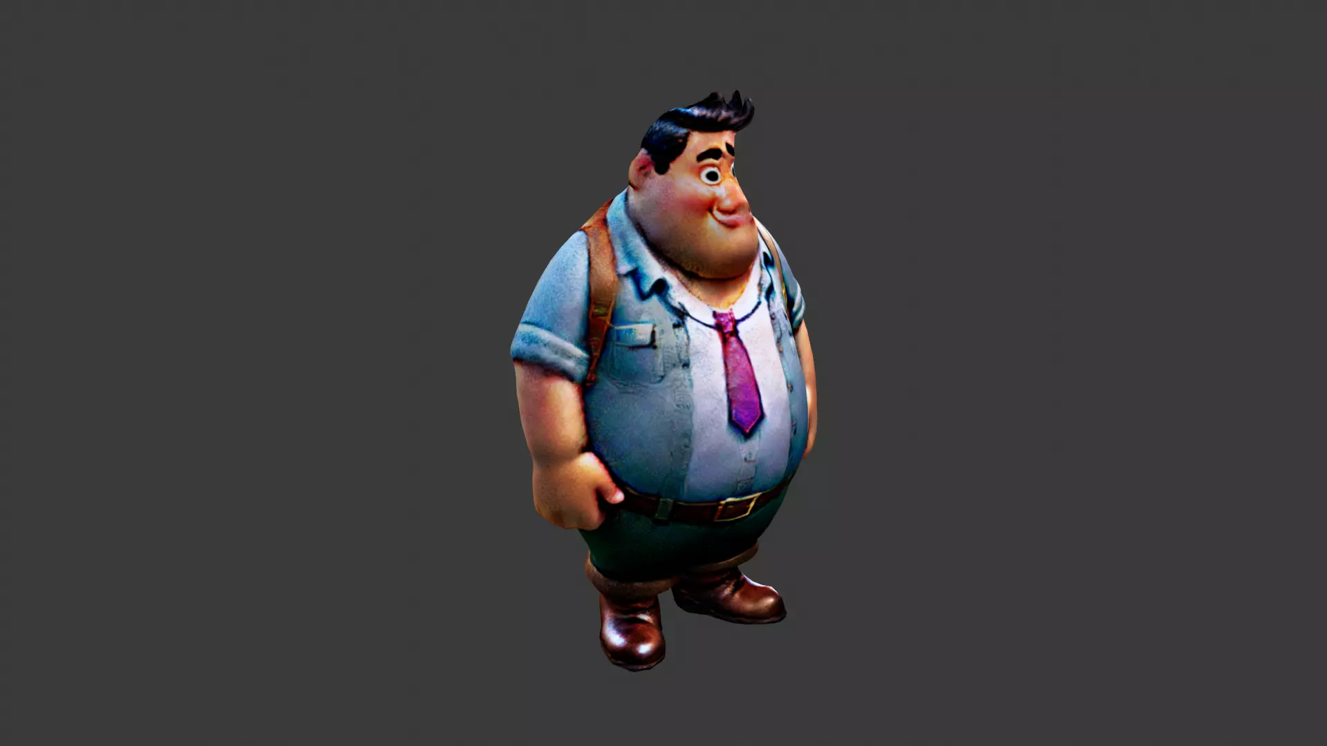 Cartoon Fat Boy Low-poly 3D model_0