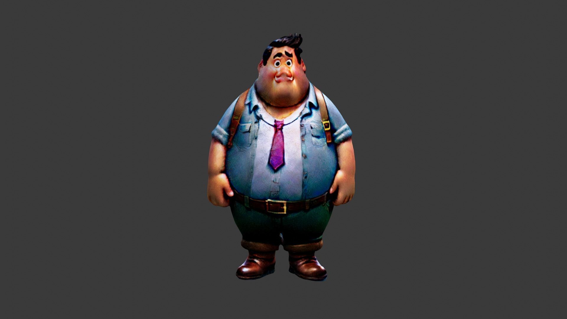 Cartoon Fat Boy Low-poly 3D model_1