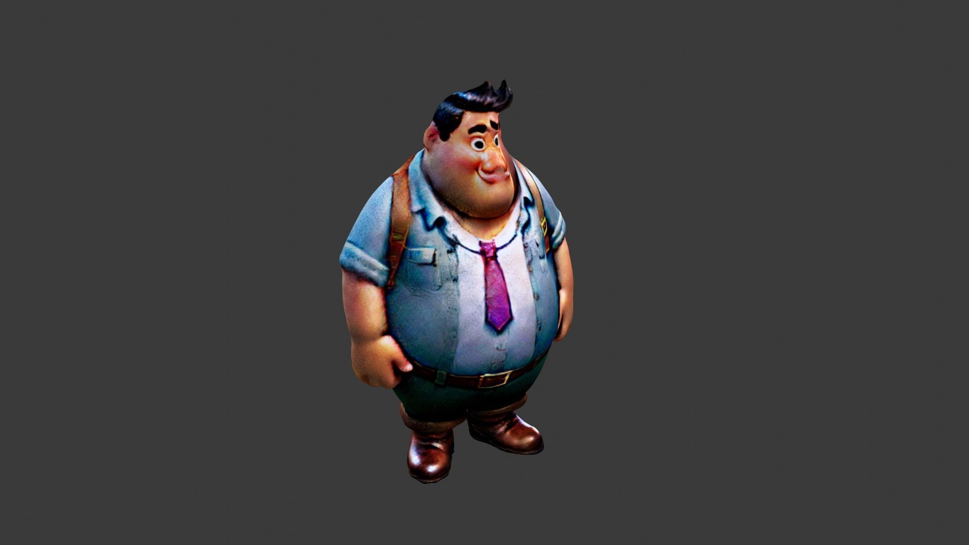 Cartoon Fat Boy Low-poly 3D model_5
