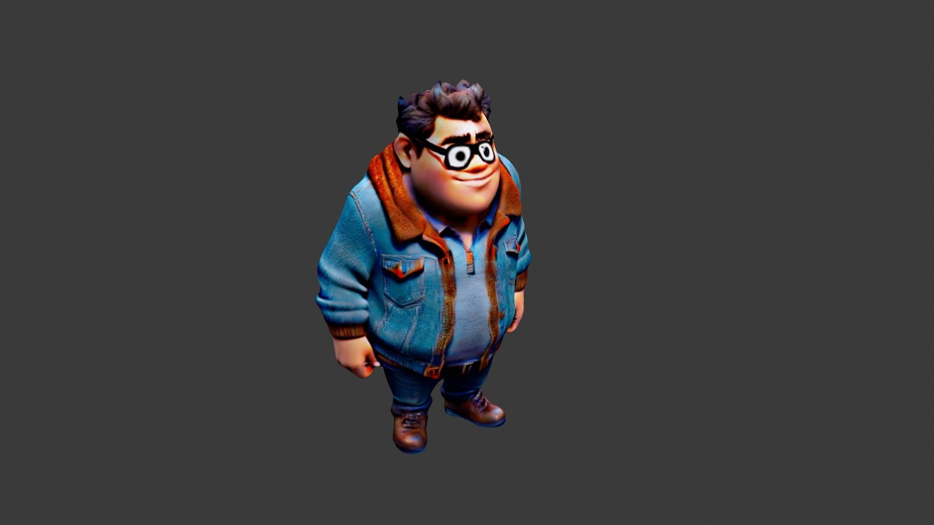 Cartoon Fat Boy Low-poly 3D model_5