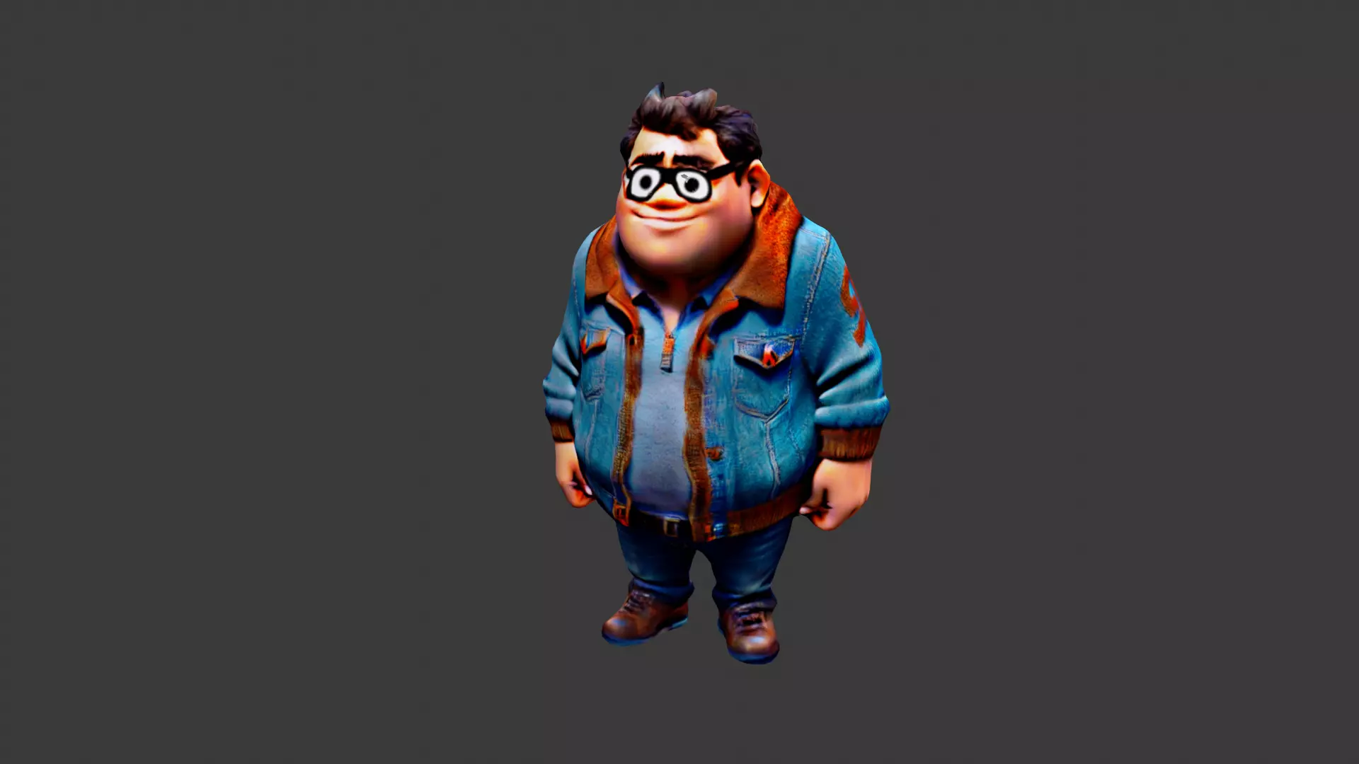 Cartoon Fat Boy Low-poly 3D model_0