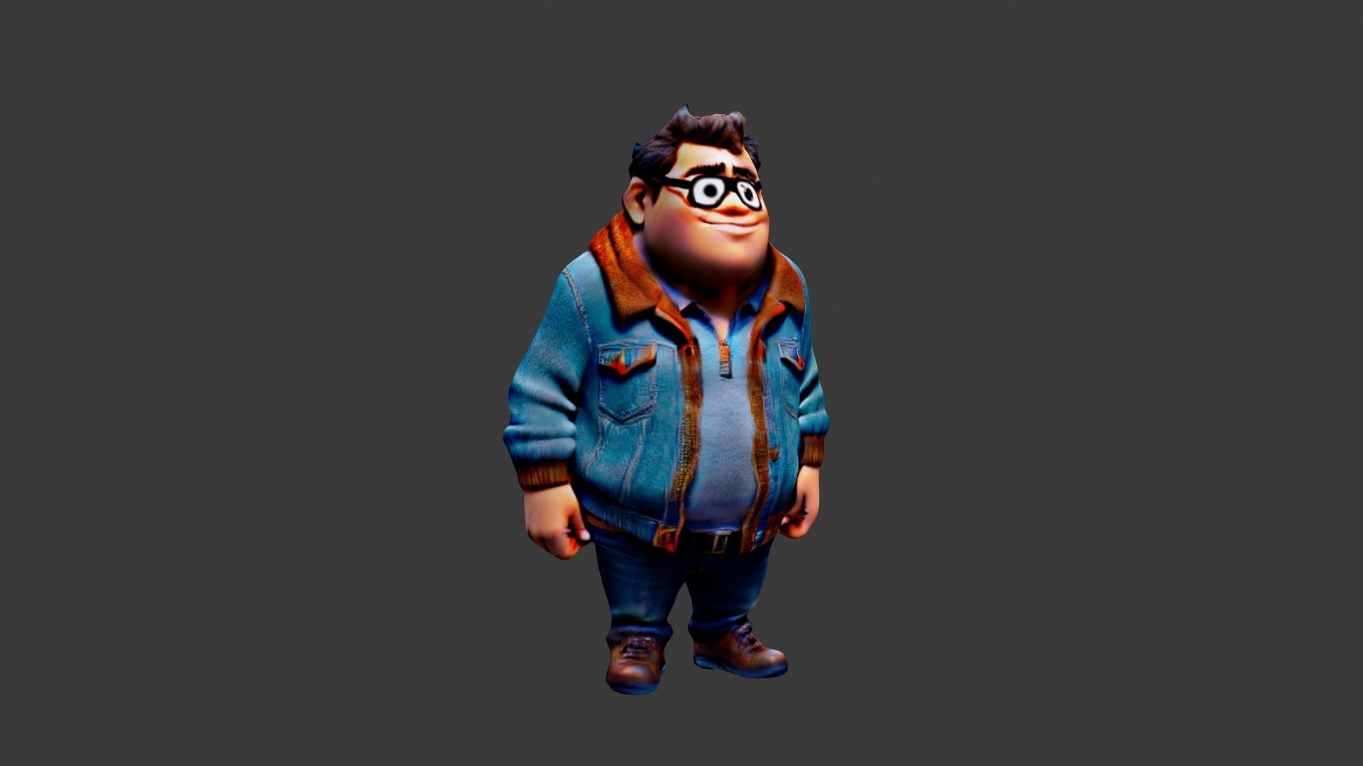 Cartoon Fat Boy Low-poly 3D model_4