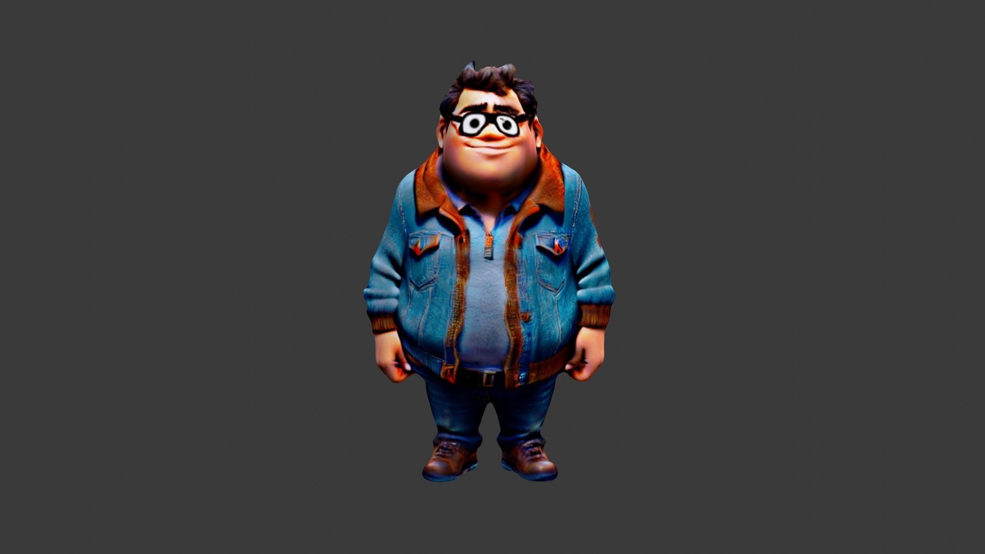 Cartoon Fat Boy Low-poly 3D model_3