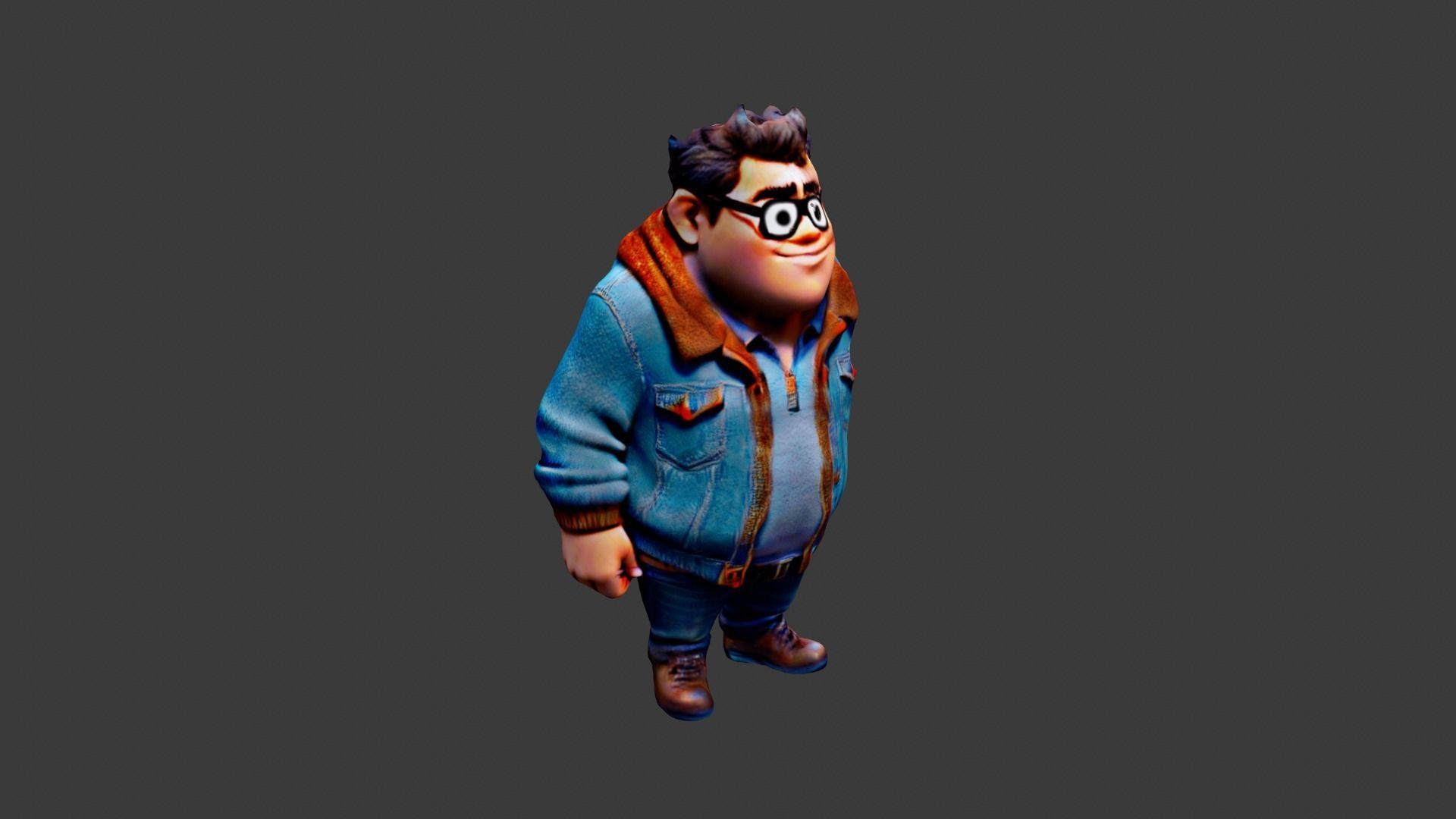 Cartoon Fat Boy Low-poly 3D model_1