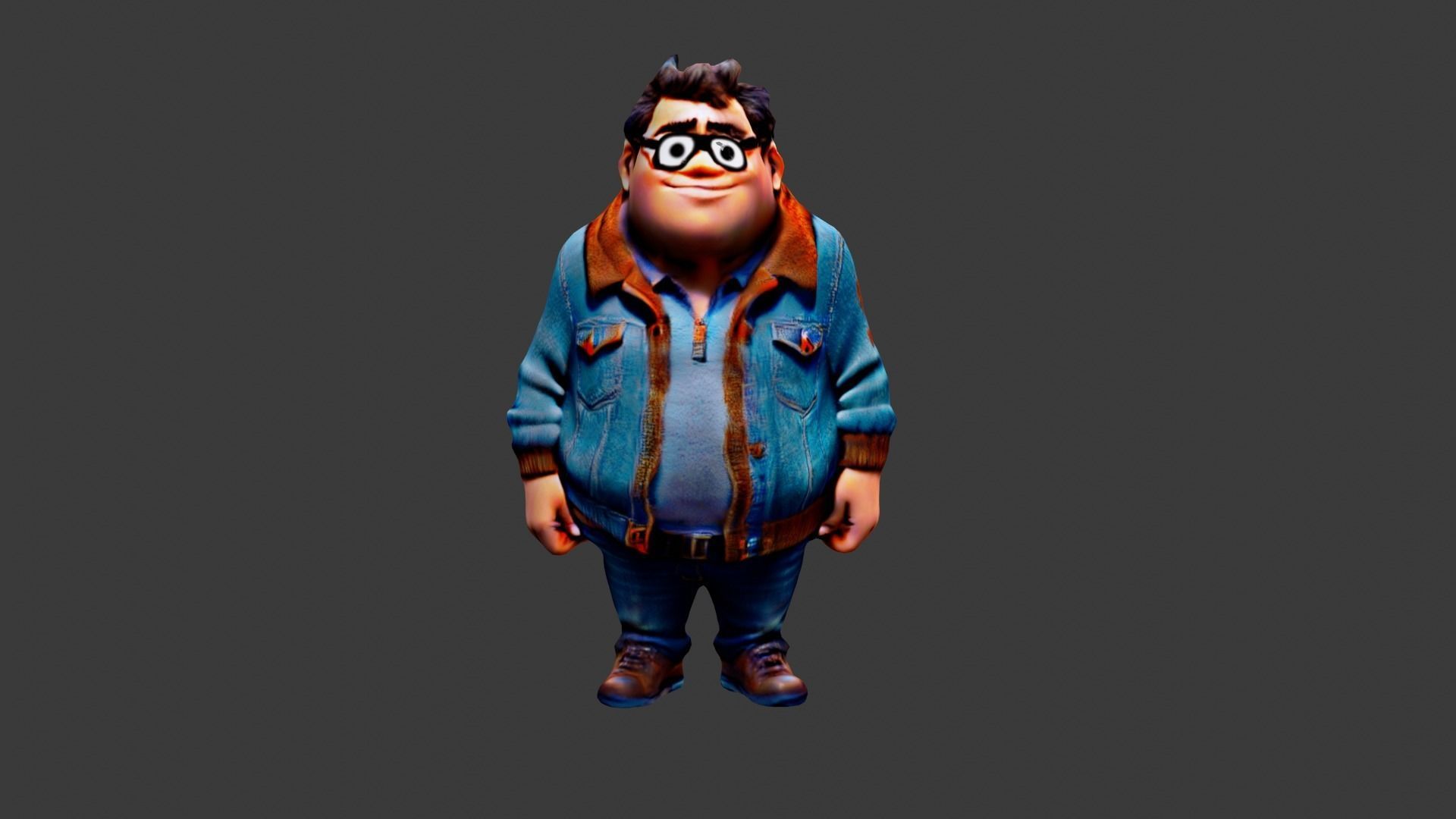 Cartoon Fat Boy Low-poly 3D model_2