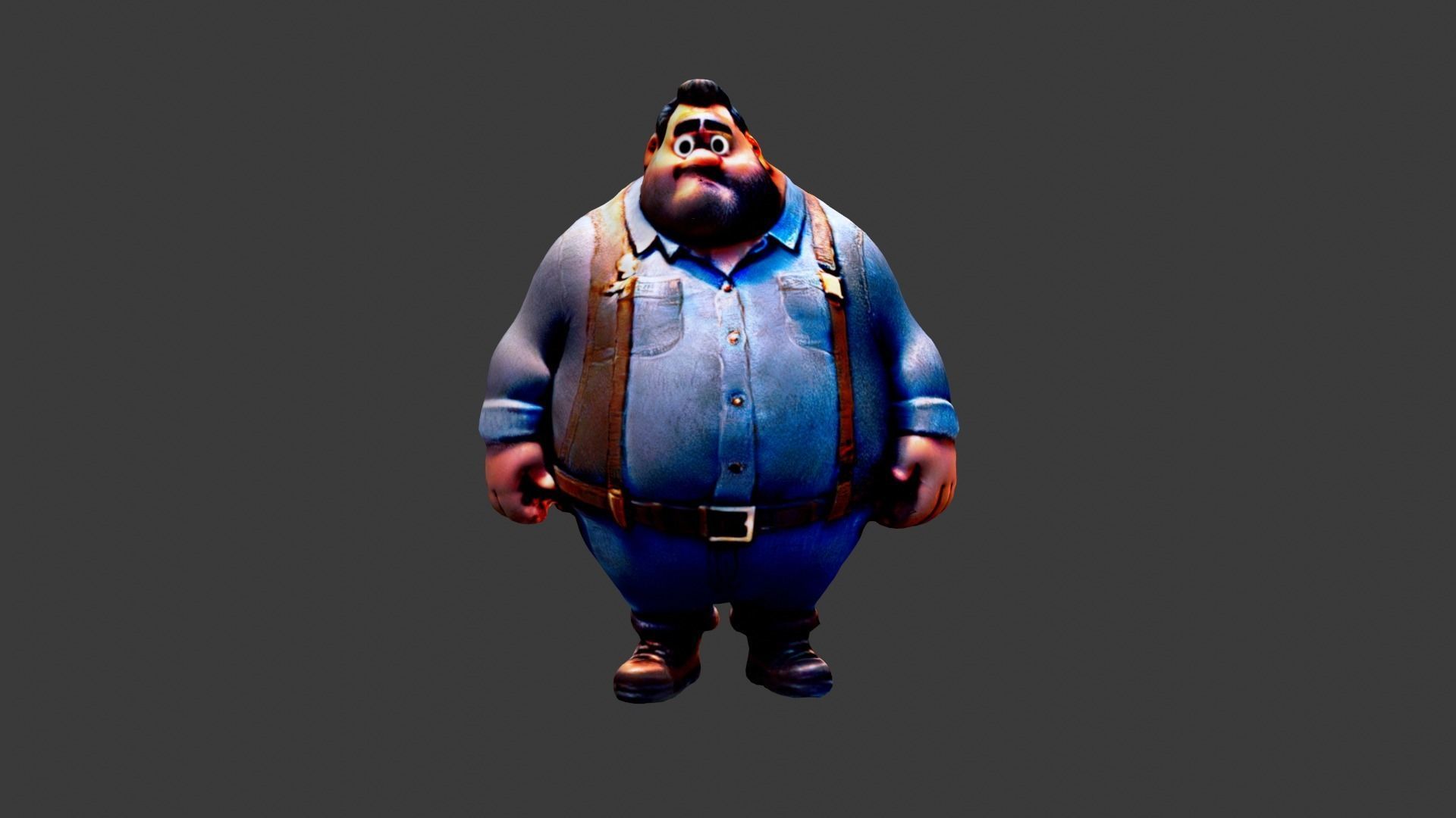 Cartoon Fat Boy Low-poly 3D model_3
