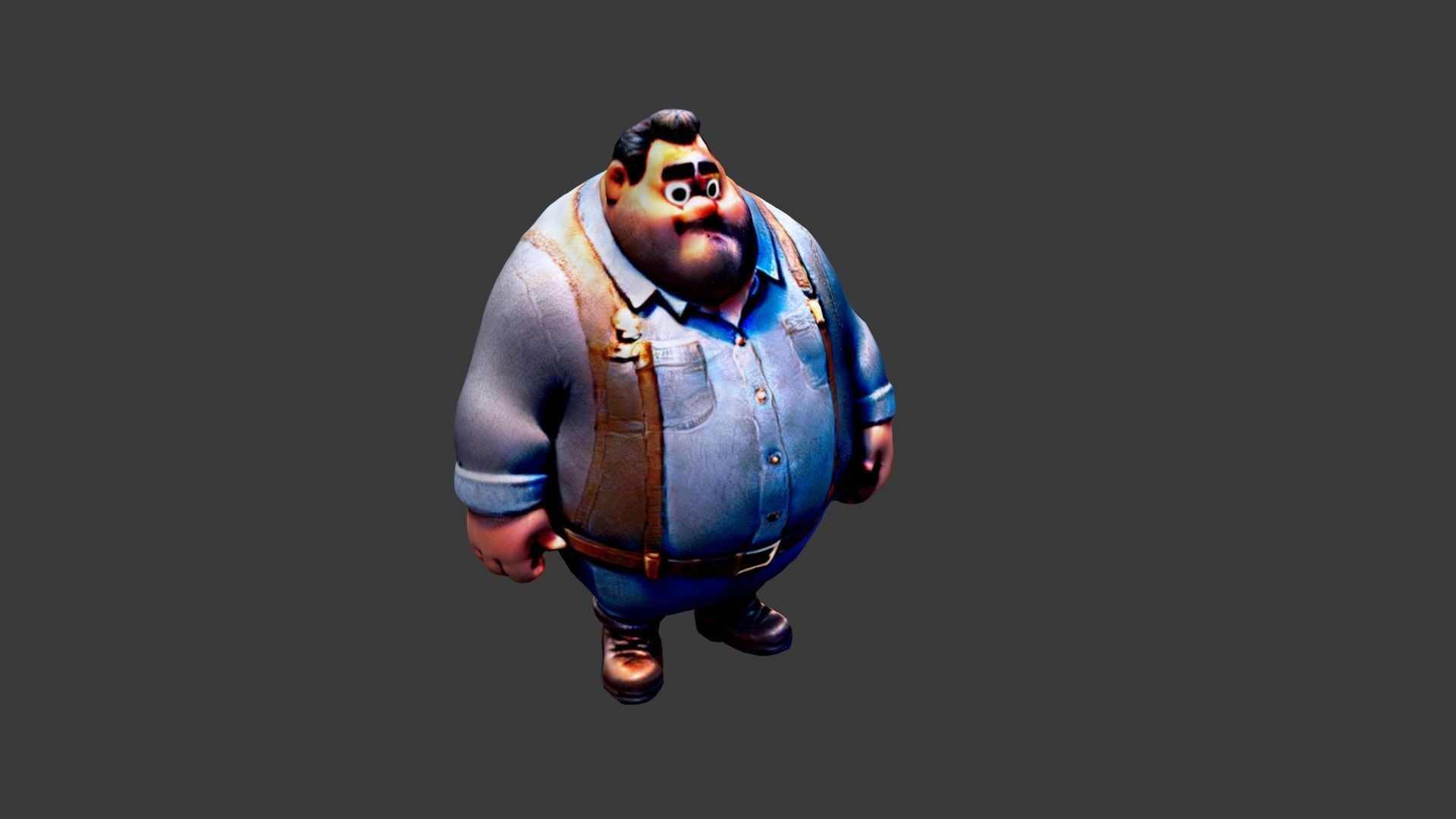 Cartoon Fat Boy Low-poly 3D model_5