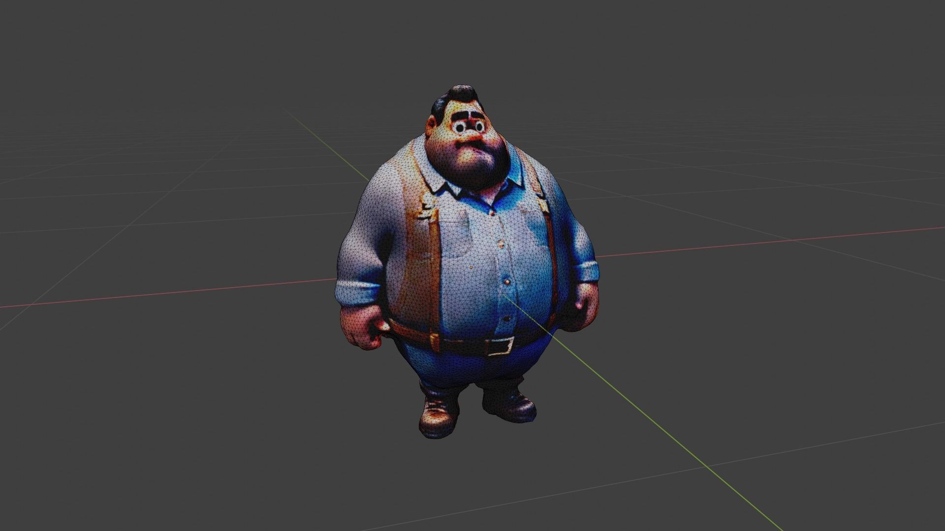 Cartoon Fat Boy Low-poly 3D model_6