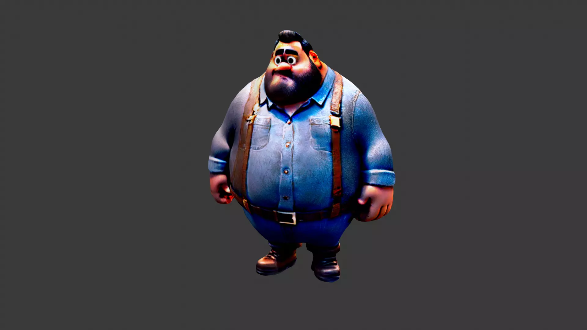Cartoon Fat Boy Low-poly 3D model_0