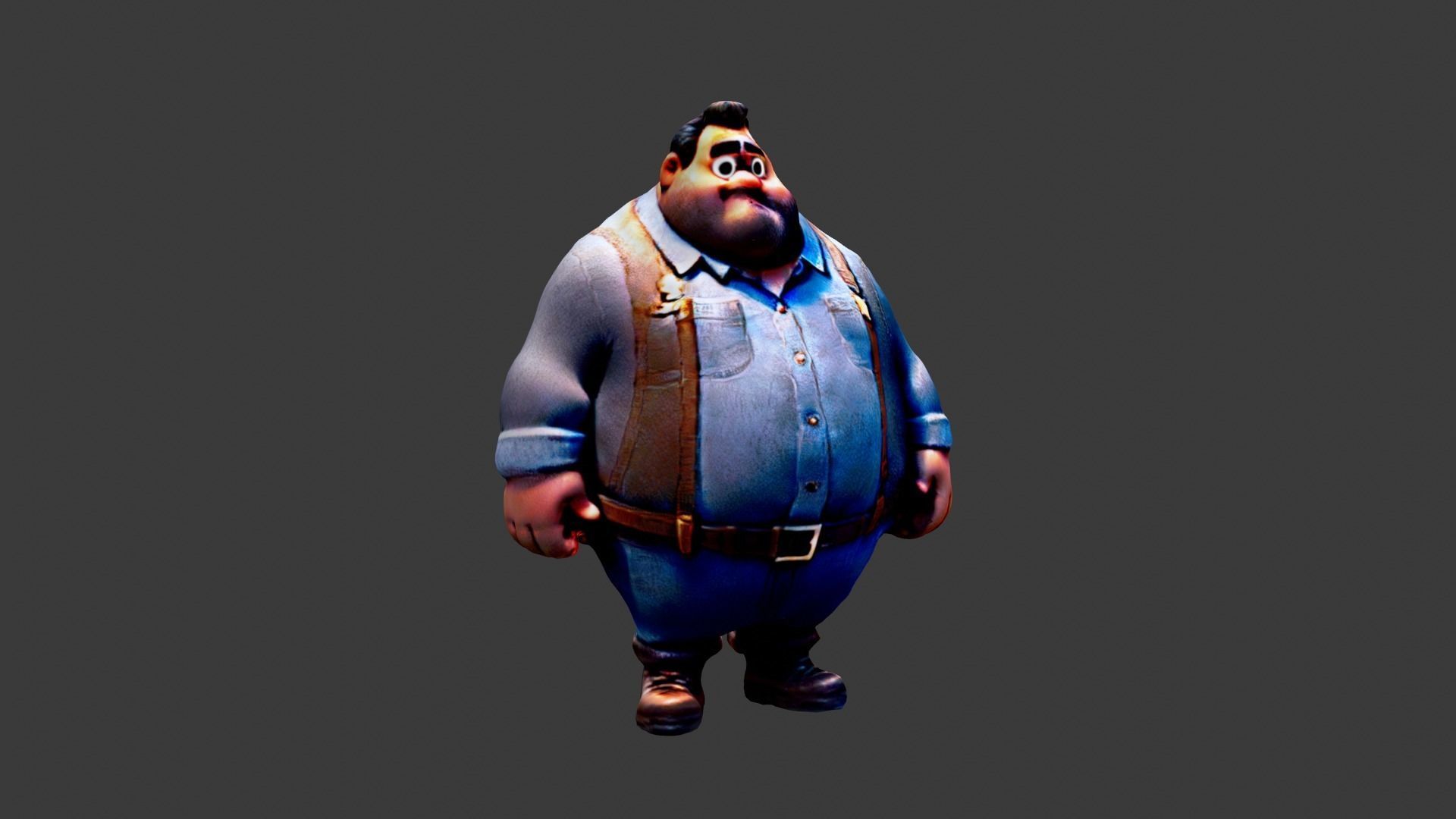 Cartoon Fat Boy Low-poly 3D model_4