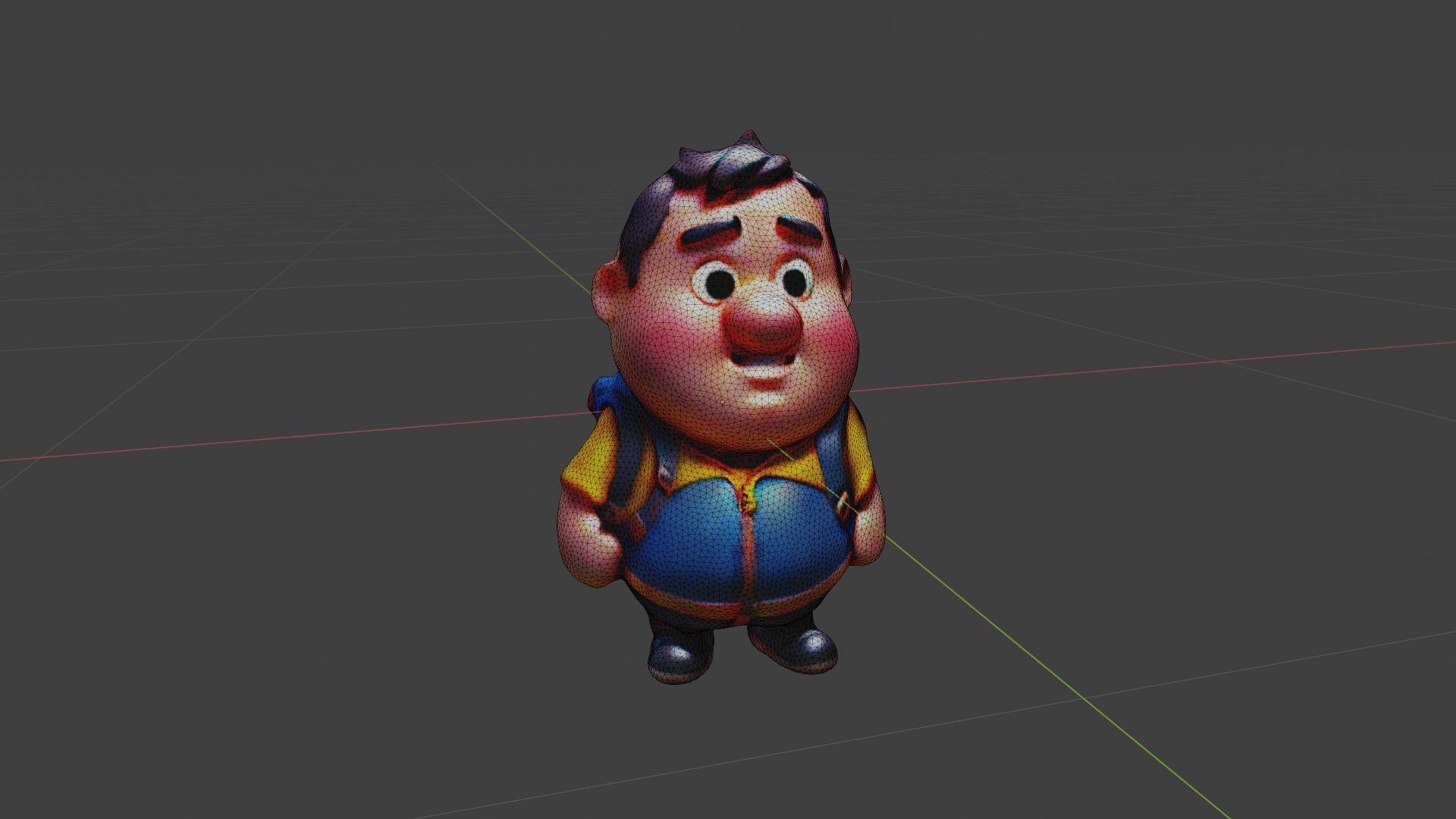 Cartoon Fat Boy Low-poly 3D model_6