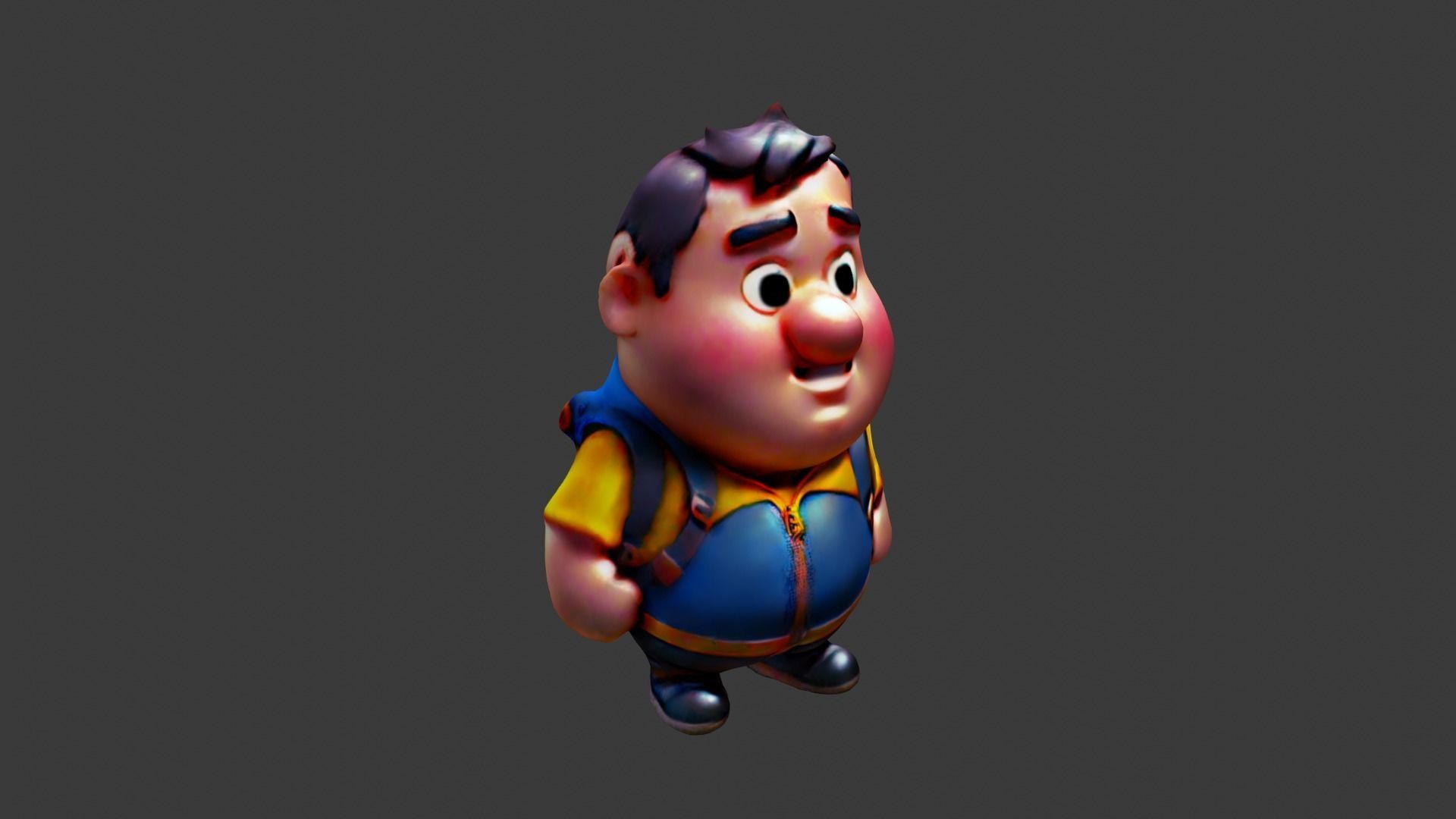 Cartoon Fat Boy Low-poly 3D model_2