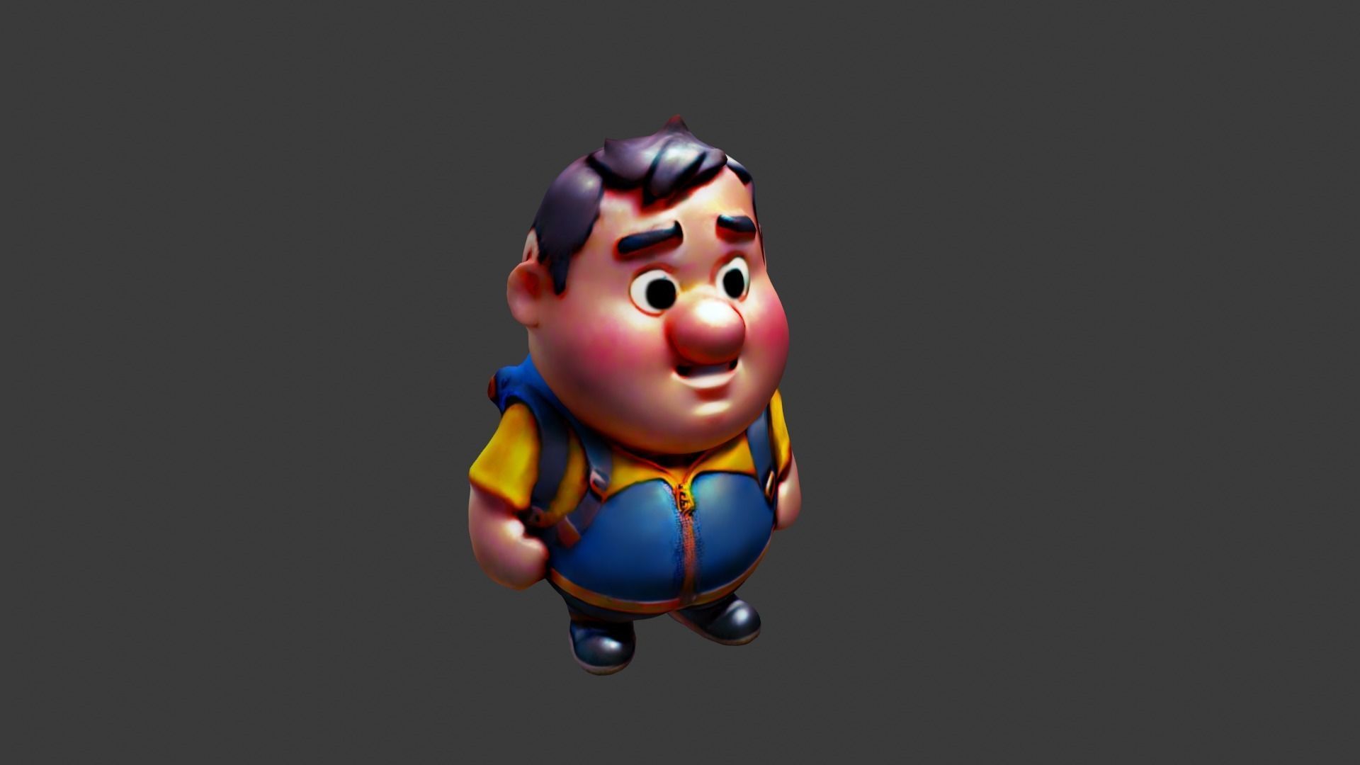 Cartoon Fat Boy Low-poly 3D model_5