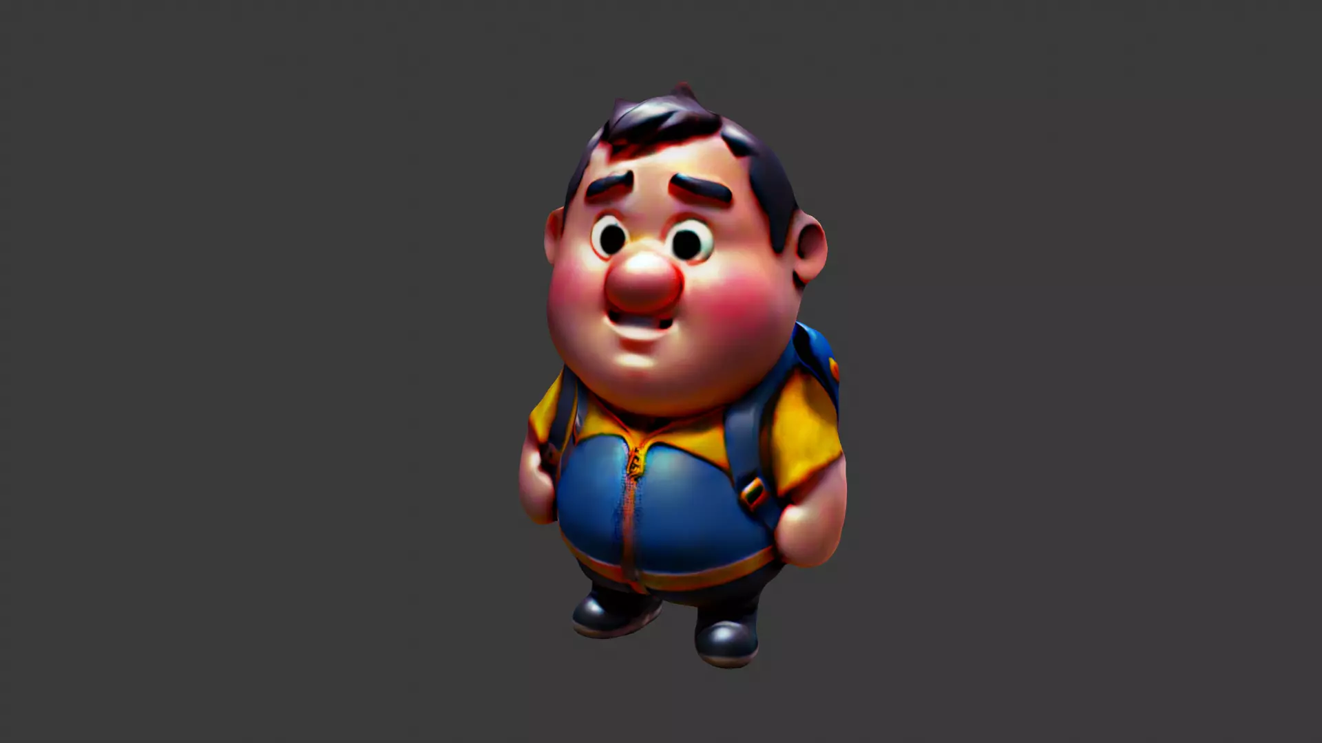 Cartoon Fat Boy Low-poly 3D model_0