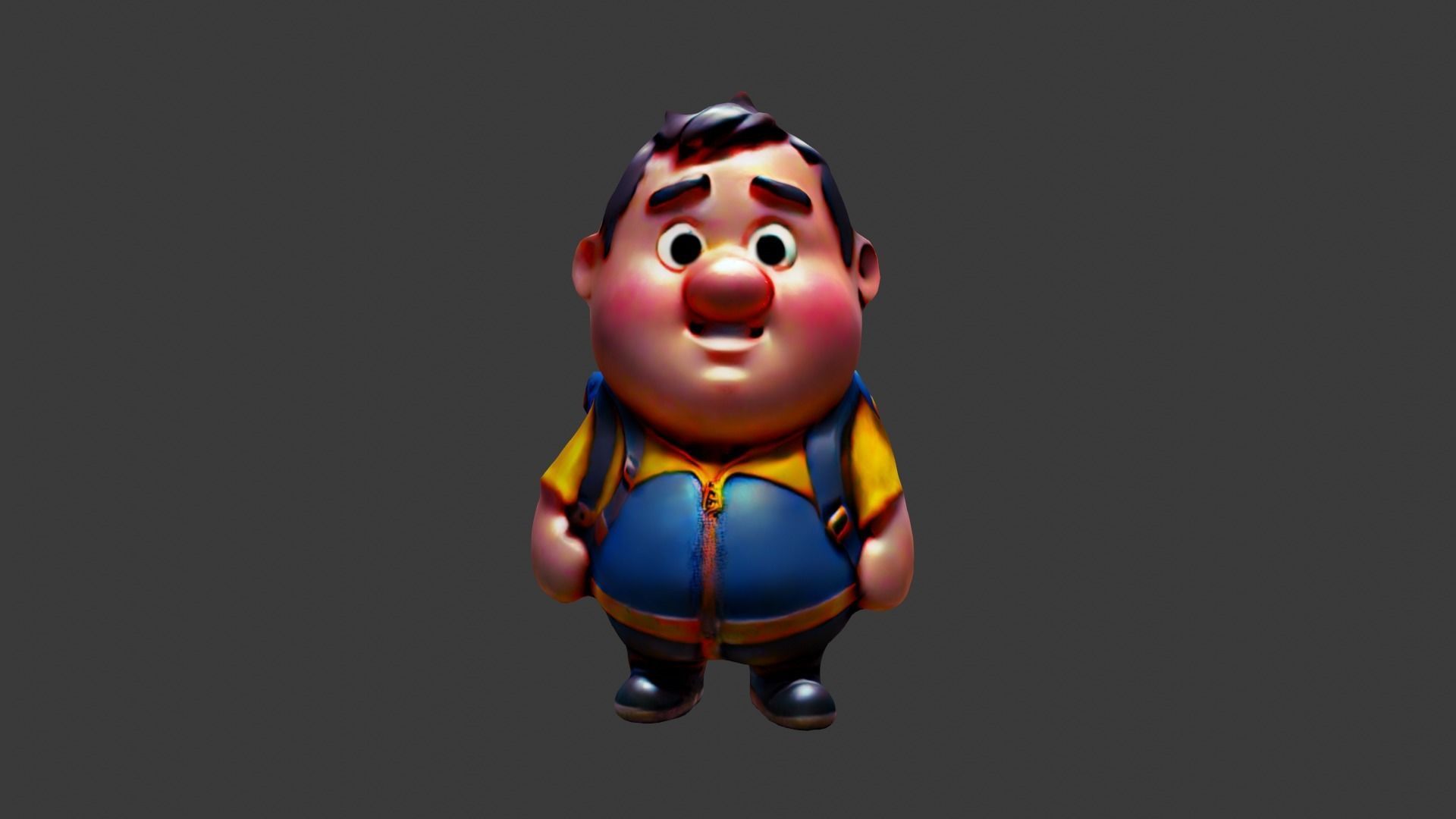 Cartoon Fat Boy Low-poly 3D model_3