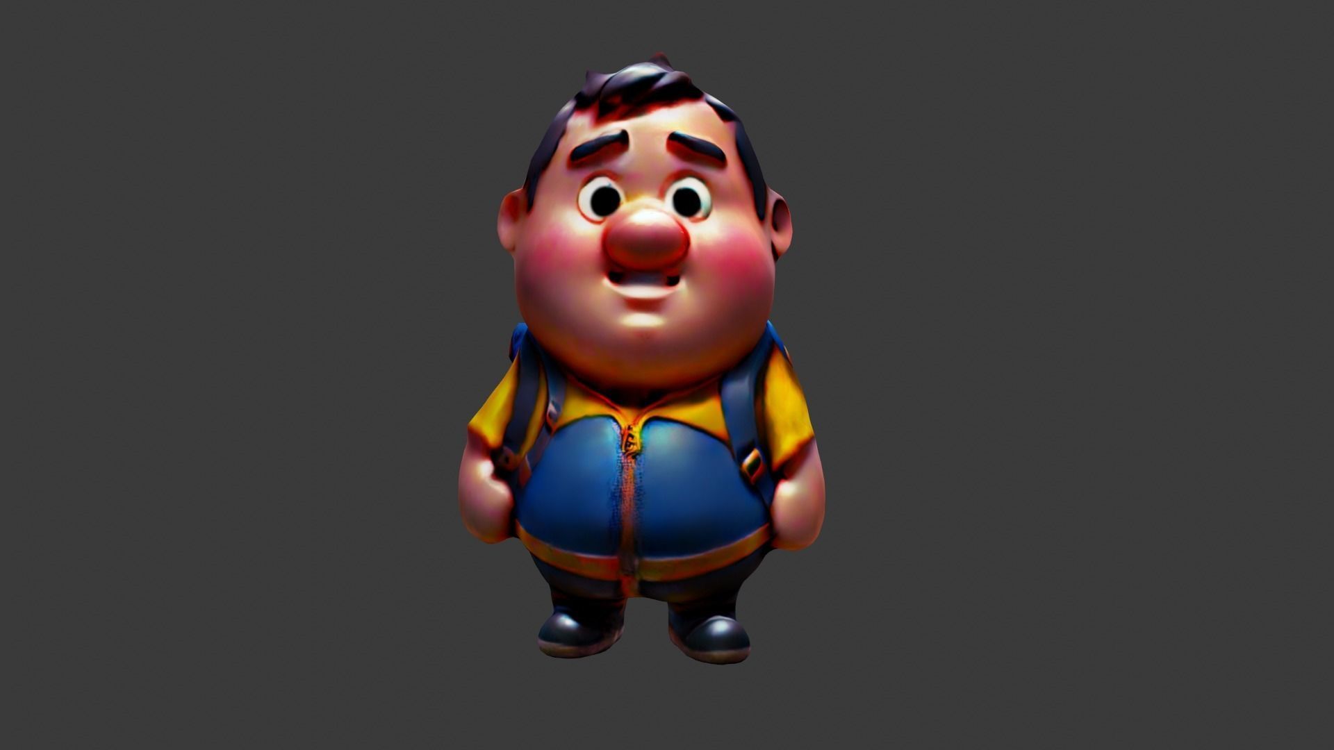Cartoon Fat Boy Low-poly 3D model_1