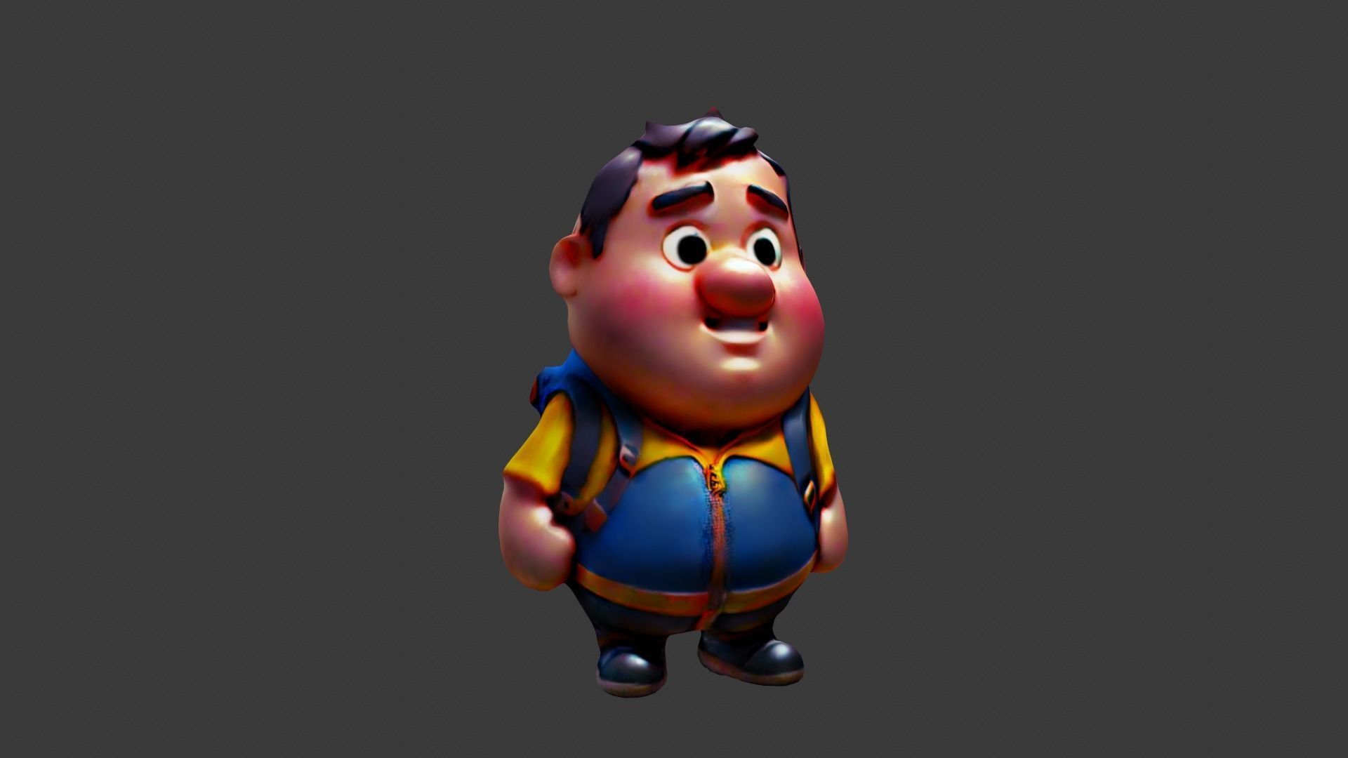 Cartoon Fat Boy Low-poly 3D model_4