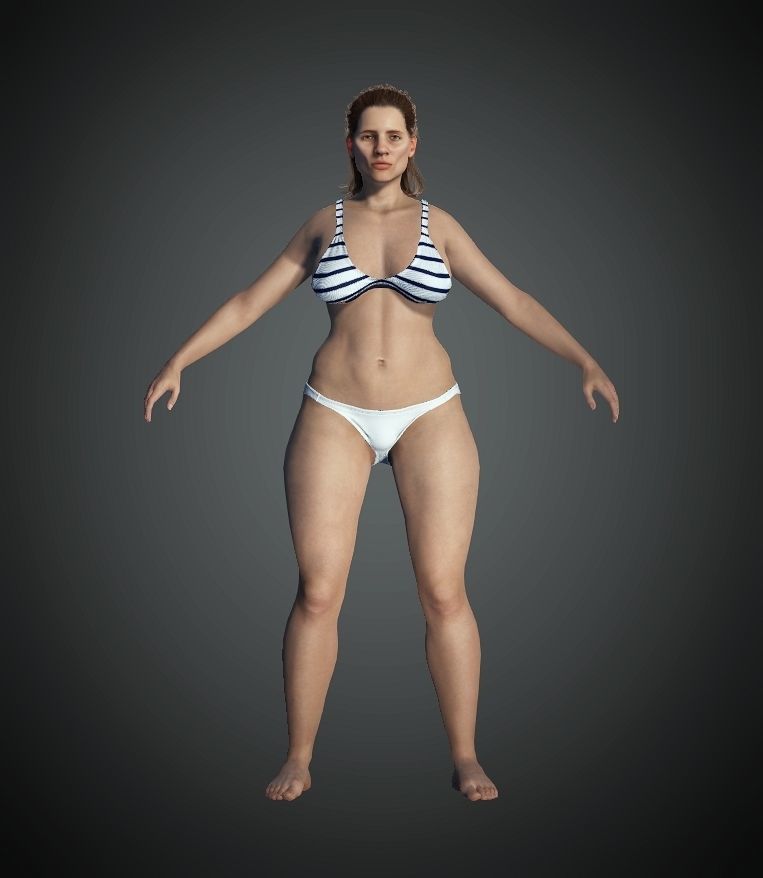 Realistic Young Fat Woman-Female-Human Rigged Low-poly 3D model Low-poly 3D model_5