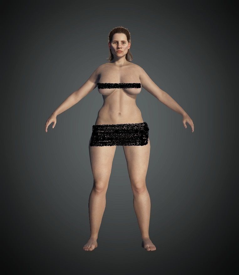 Realistic Young Fat Woman-Female-Human Rigged Low-poly 3D model Low-poly 3D model_3