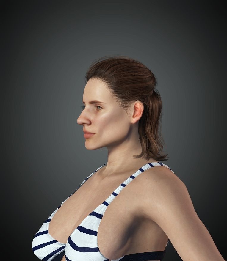 Realistic Young Fat Woman-Female-Human Rigged Low-poly 3D model Low-poly 3D model_1