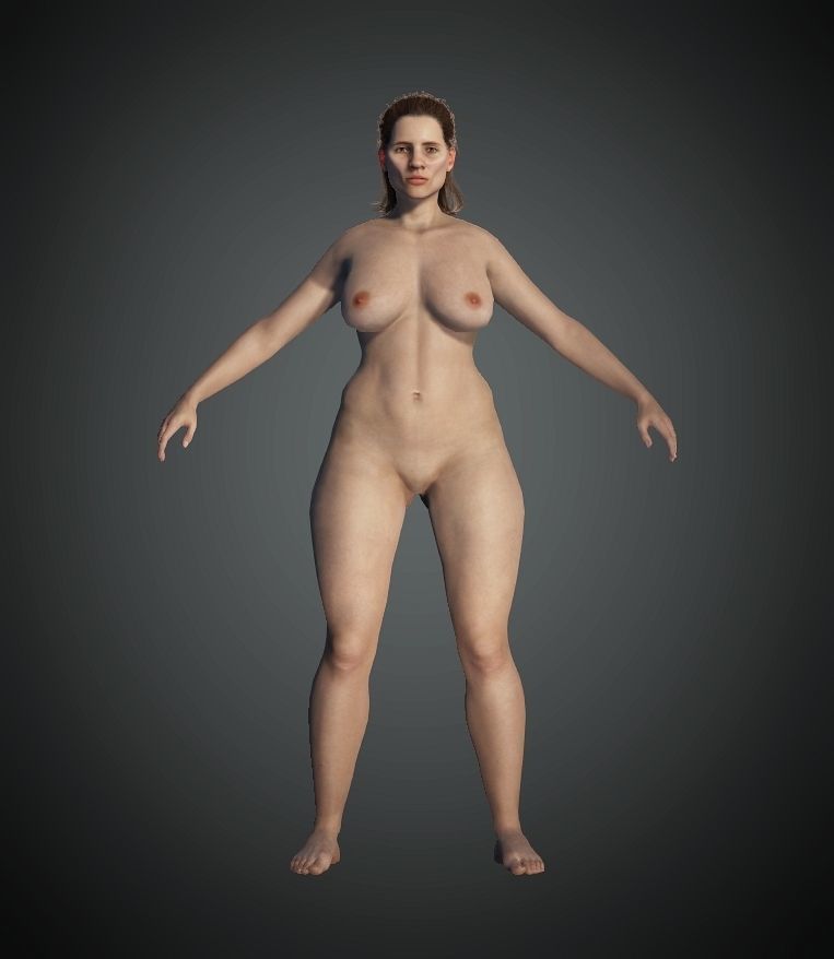 Realistic Young Fat Woman-Female-Human Rigged Low-poly 3D model Low-poly 3D model_2