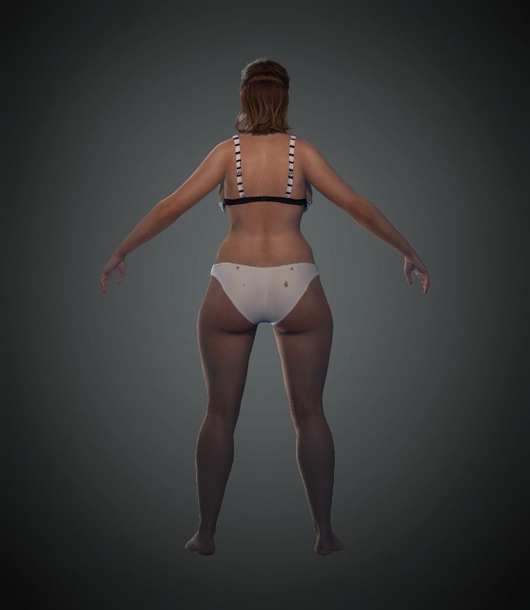 Realistic Young Fat Woman-Female-Human Rigged Low-poly 3D model Low-poly 3D model_4