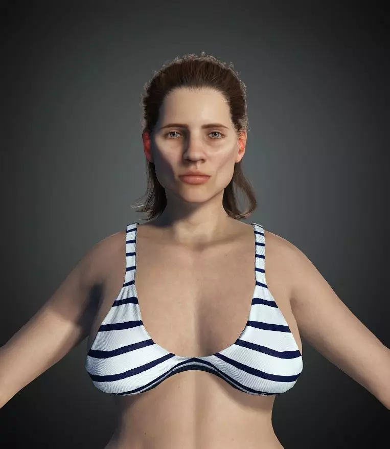 Realistic Young Fat Woman-Female-Human Rigged Low-poly 3D model Low-poly 3D model_0