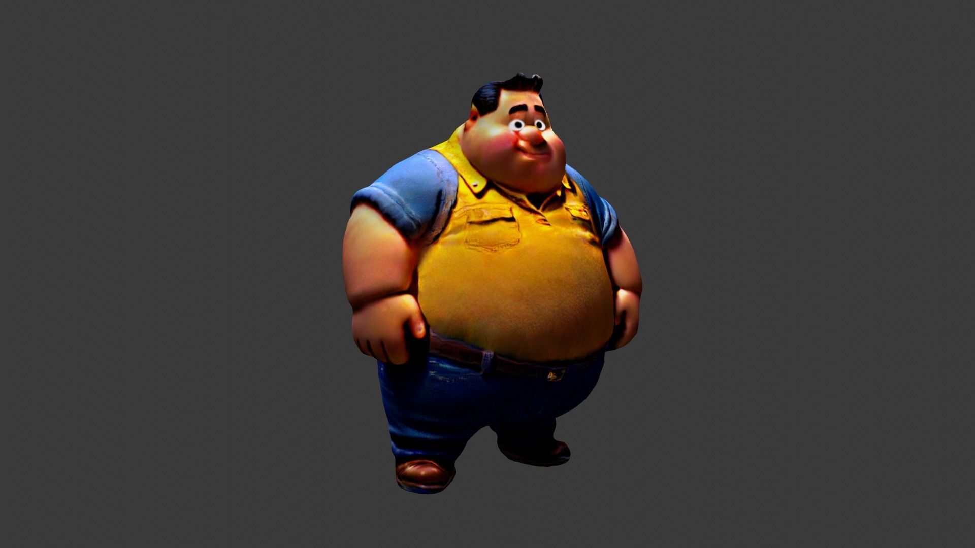 Man Fat Character Cartoon Low-poly 3D model_4