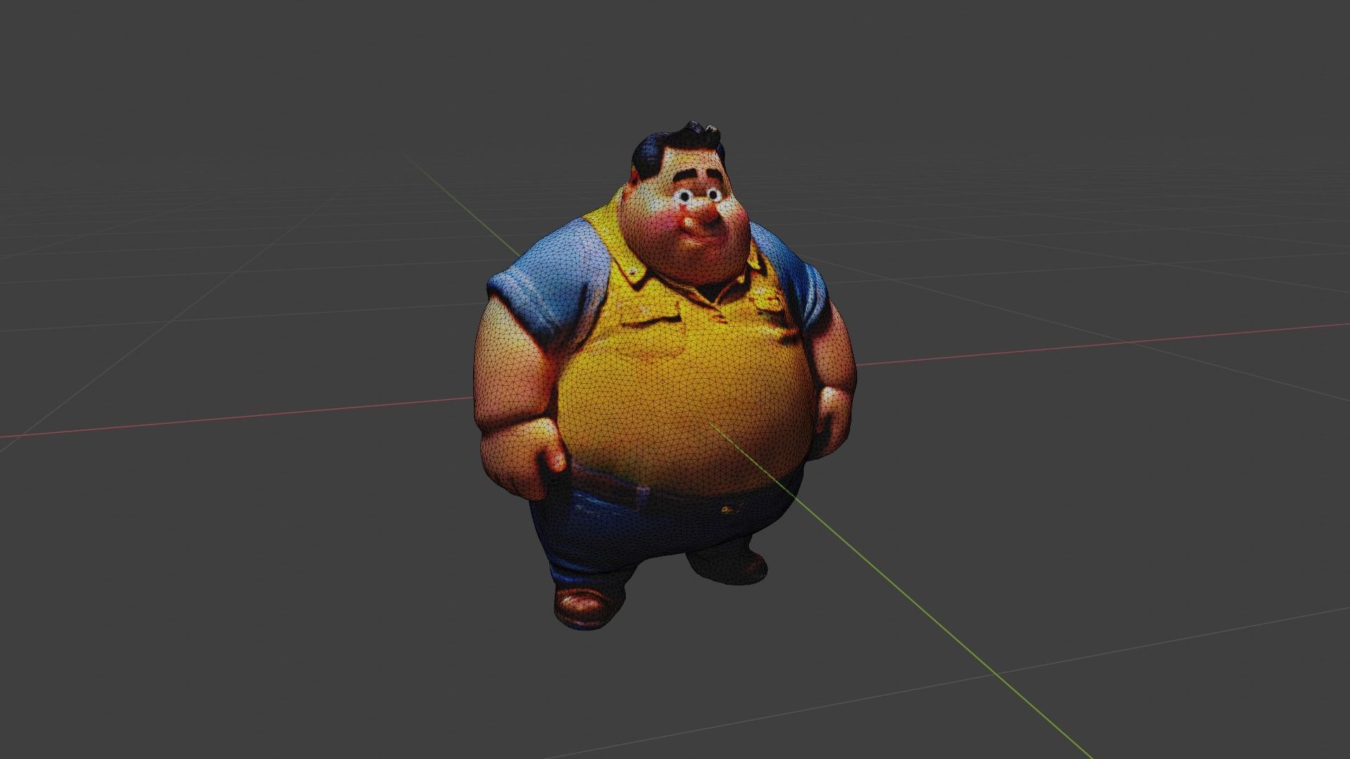 Man Fat Character Cartoon Low-poly 3D model_6