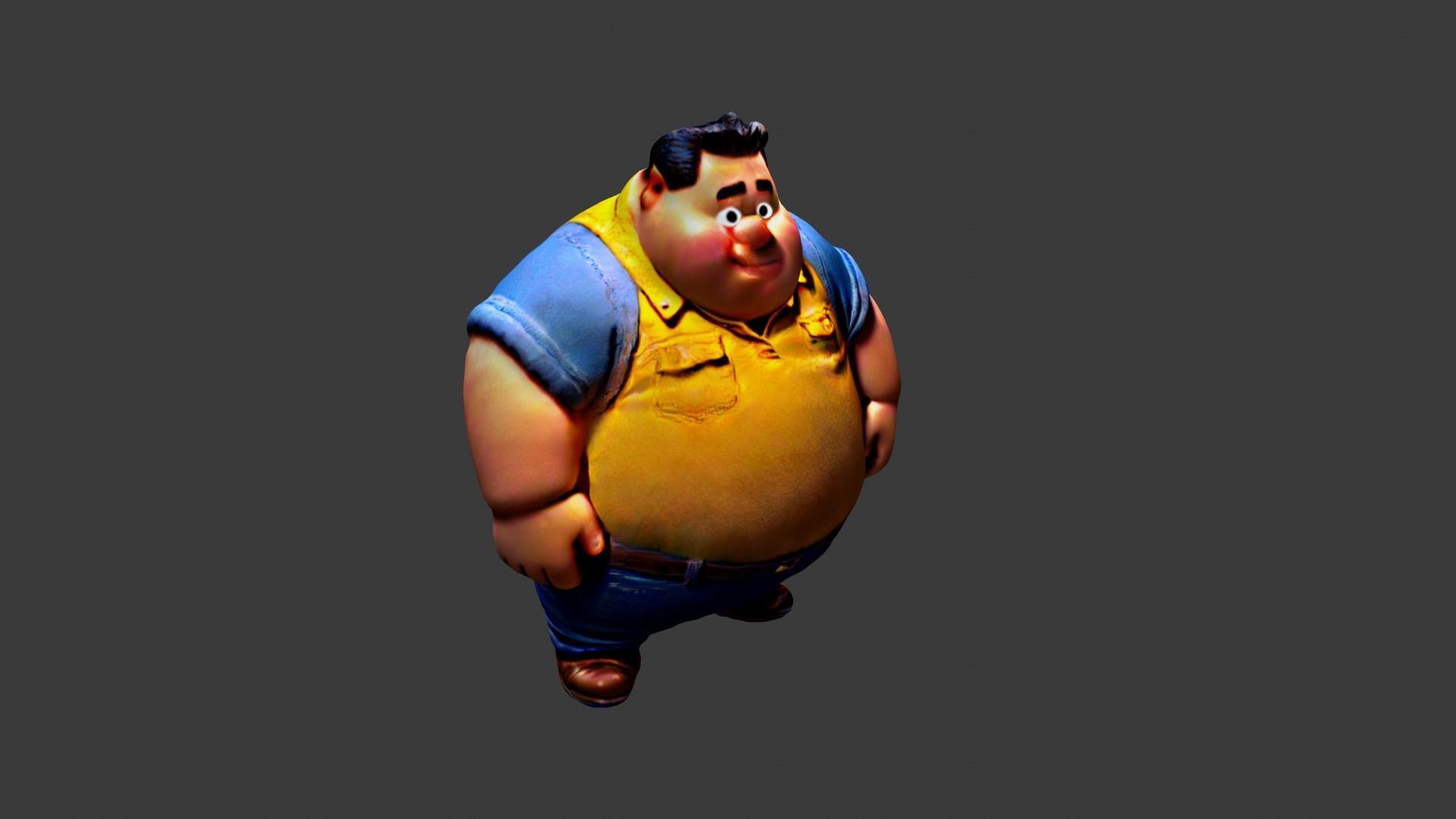 Man Fat Character Cartoon Low-poly 3D model_5