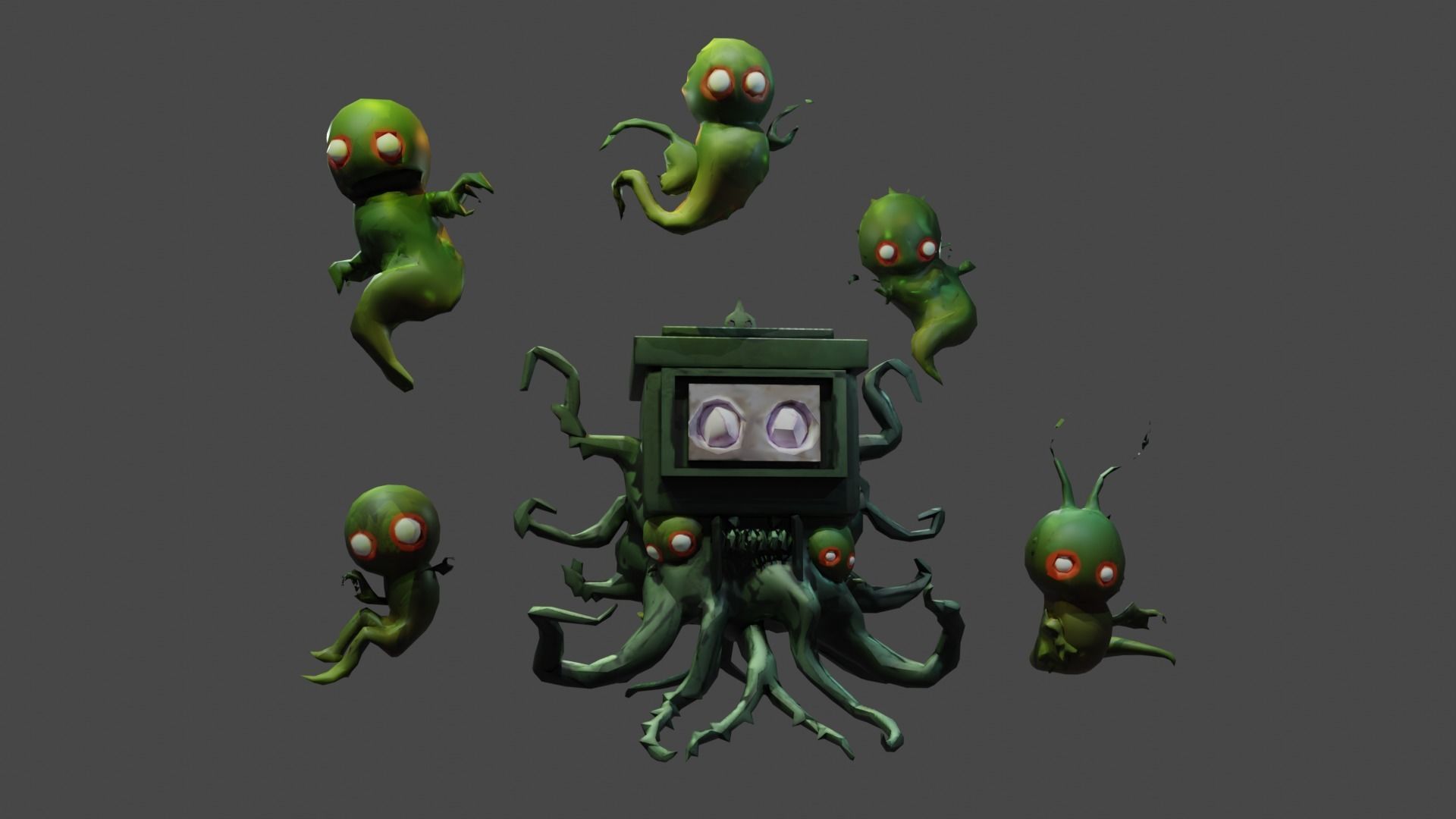 3D model of monsters characters low poly Low-poly 3D model_1