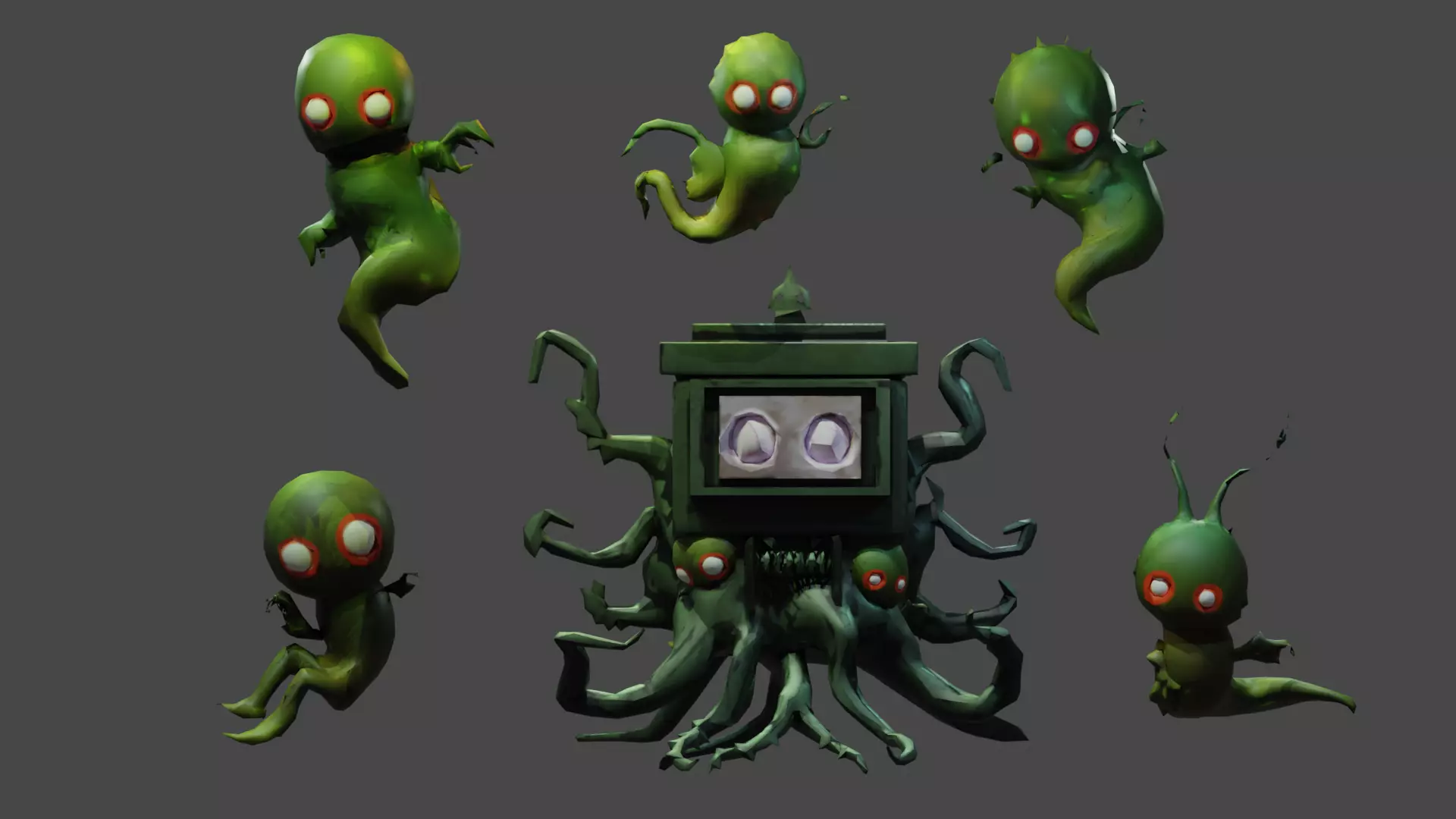 3D model of monsters characters low poly Low-poly 3D model_0
