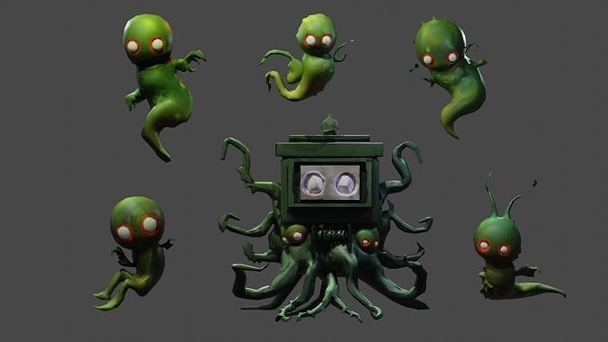 3D model of monsters characters low poly Low-poly 3D model