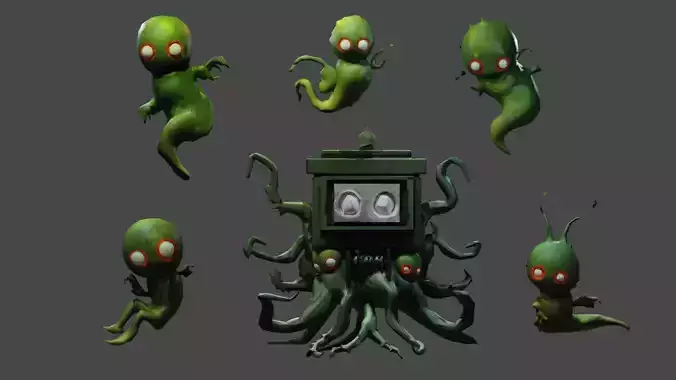 3D model of monsters characters low poly