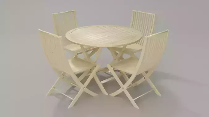 Table wooden with 4 chairs 3D model