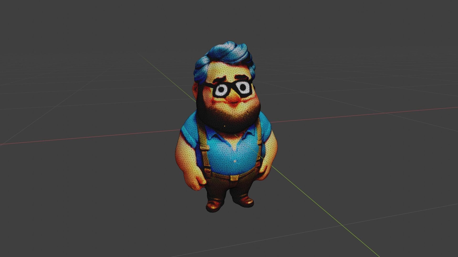 Man Fat Character Cartoon Low-poly 3D model_6